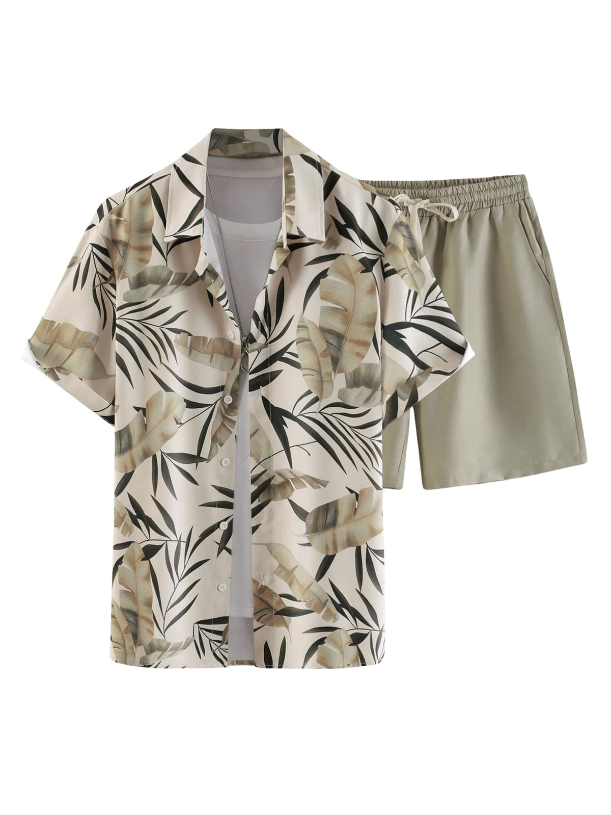 GORGLITTER Men's Beach Cruise Vacation Outfits Floral Shirt and Shorts Sets