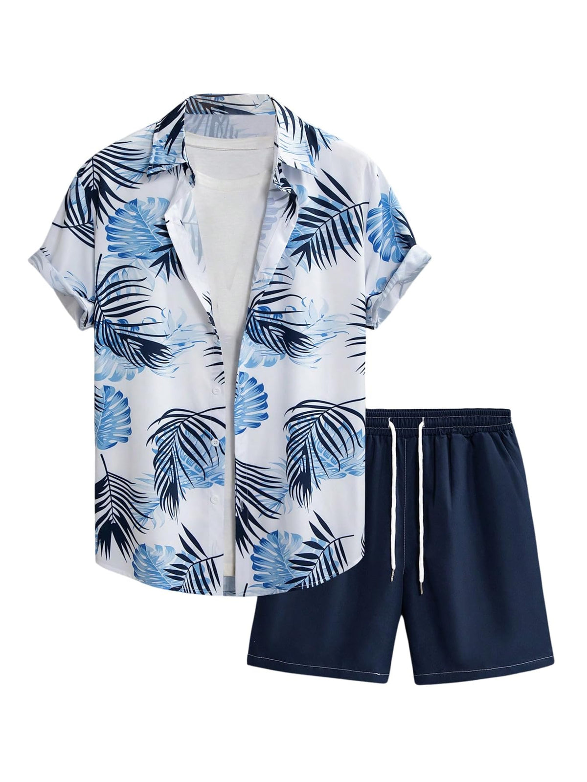 GORGLITTER Men's Beach Cruise Vacation Outfits Floral Shirt and Shorts Sets