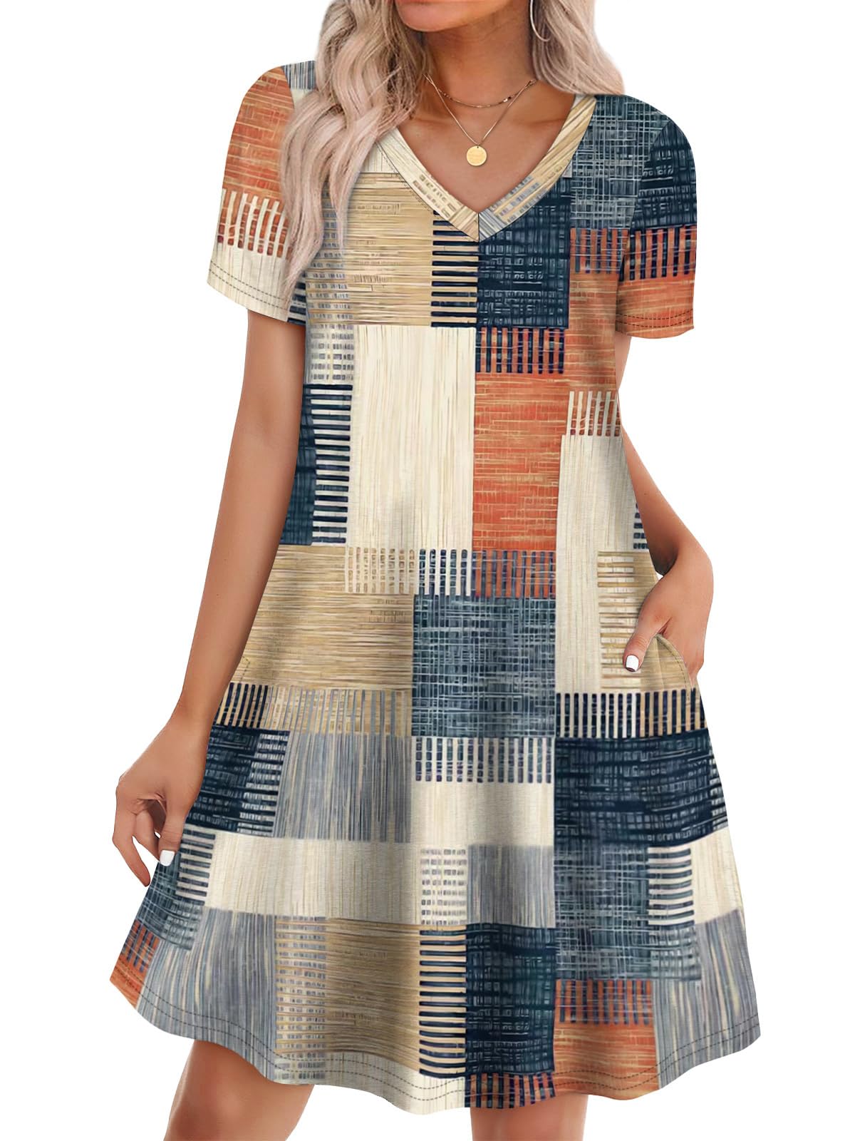 WIHOLL Boho Summer Dresses for Women Casual Loose T Shirt Dress with Pockets Beach Vacation Outfits S-4XL