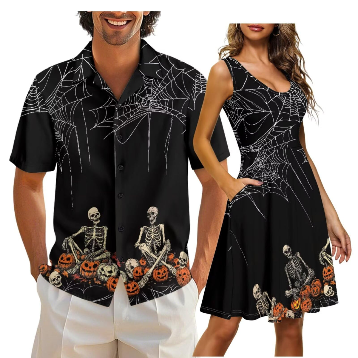 Cozeyat Independence Day Matching Outfits for Couples Mens Short Sleeve Button Down Shirts Womens Sleeveless Dress