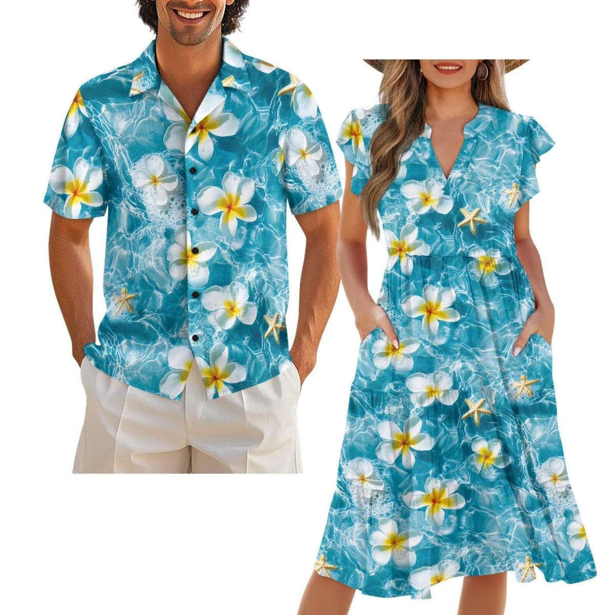 Matching Hawaiian Outfits for Couples Matching Tropical Outfits Vacation Clothes Womens Summer Dresses Mens Shirts