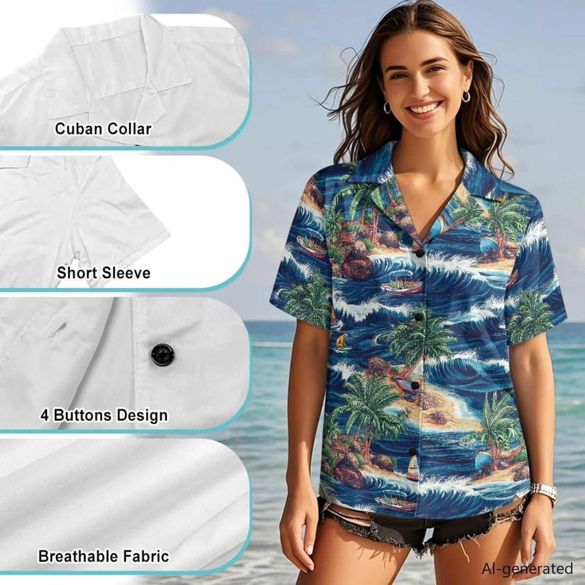 Hawaiian Couples Matching Shirt for Men Women Hawaii Outfit for Husband and Wife Beach Vacation Button Down Shirt