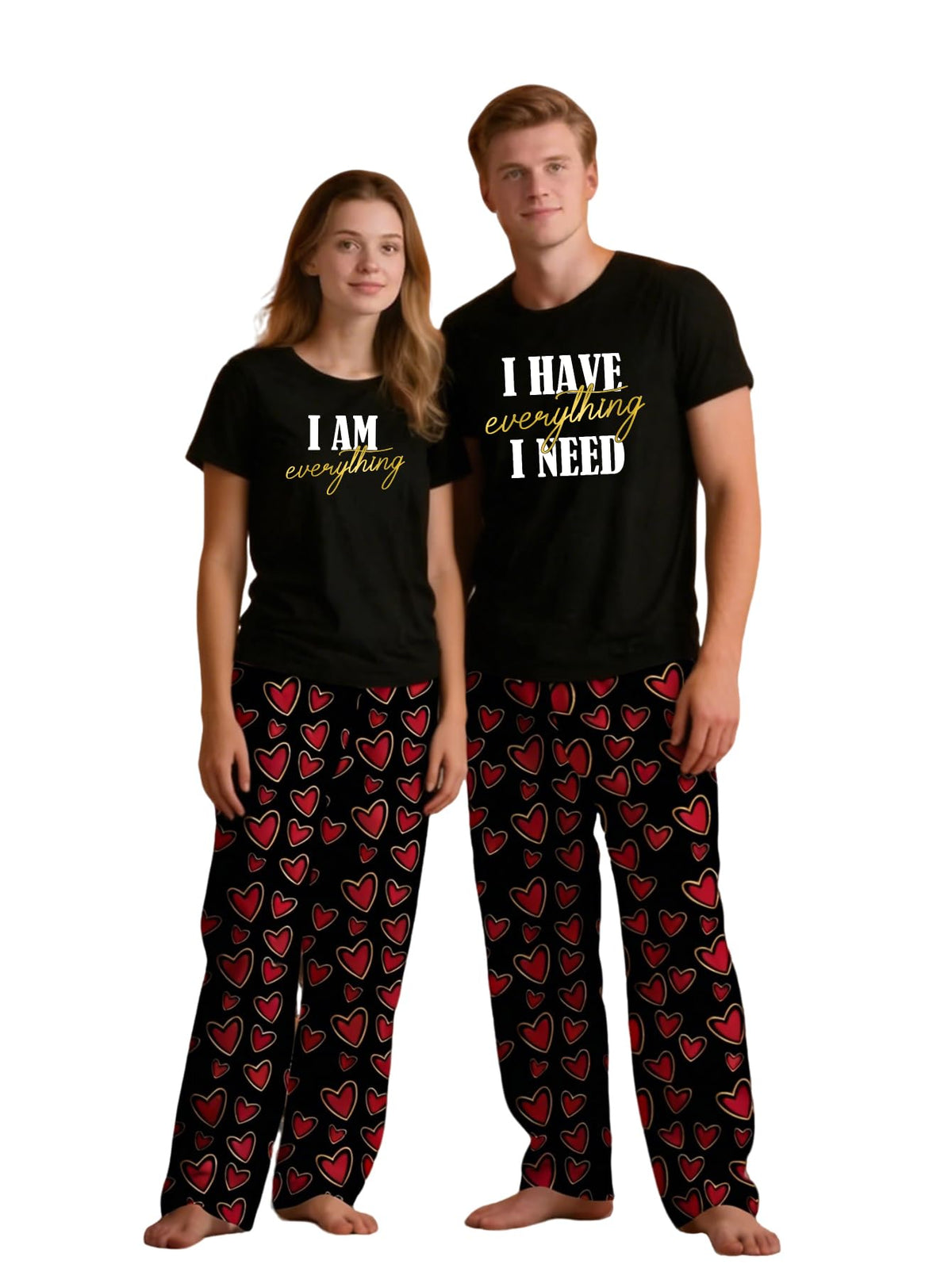 MI X TEE Matching Pajamas for Couples, His and Hers Sleepwear Sets