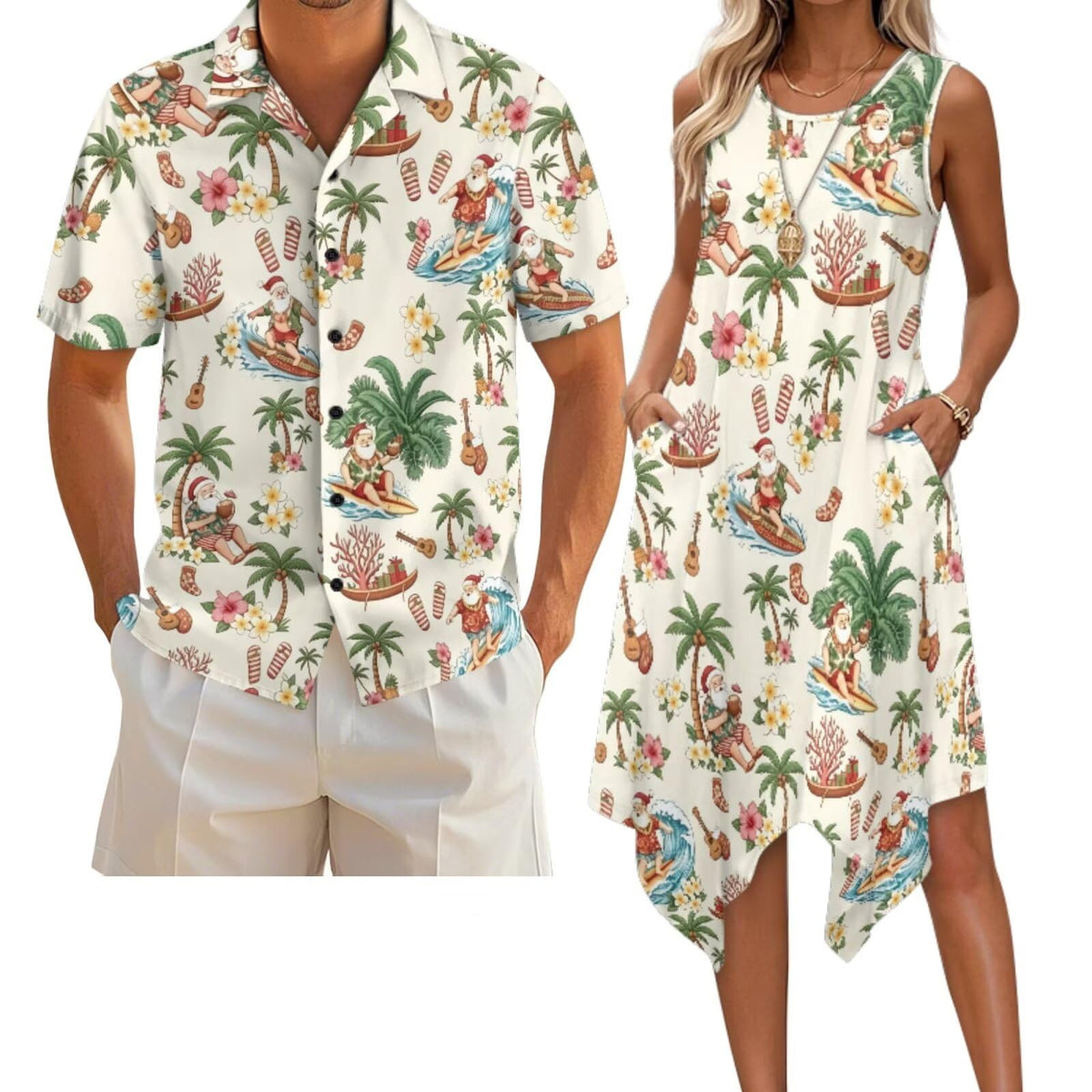 Belidome Couples Matching Outfits Husband and Wife Clothes Sleeveless Dress Button Down Short Sleeve Shirts