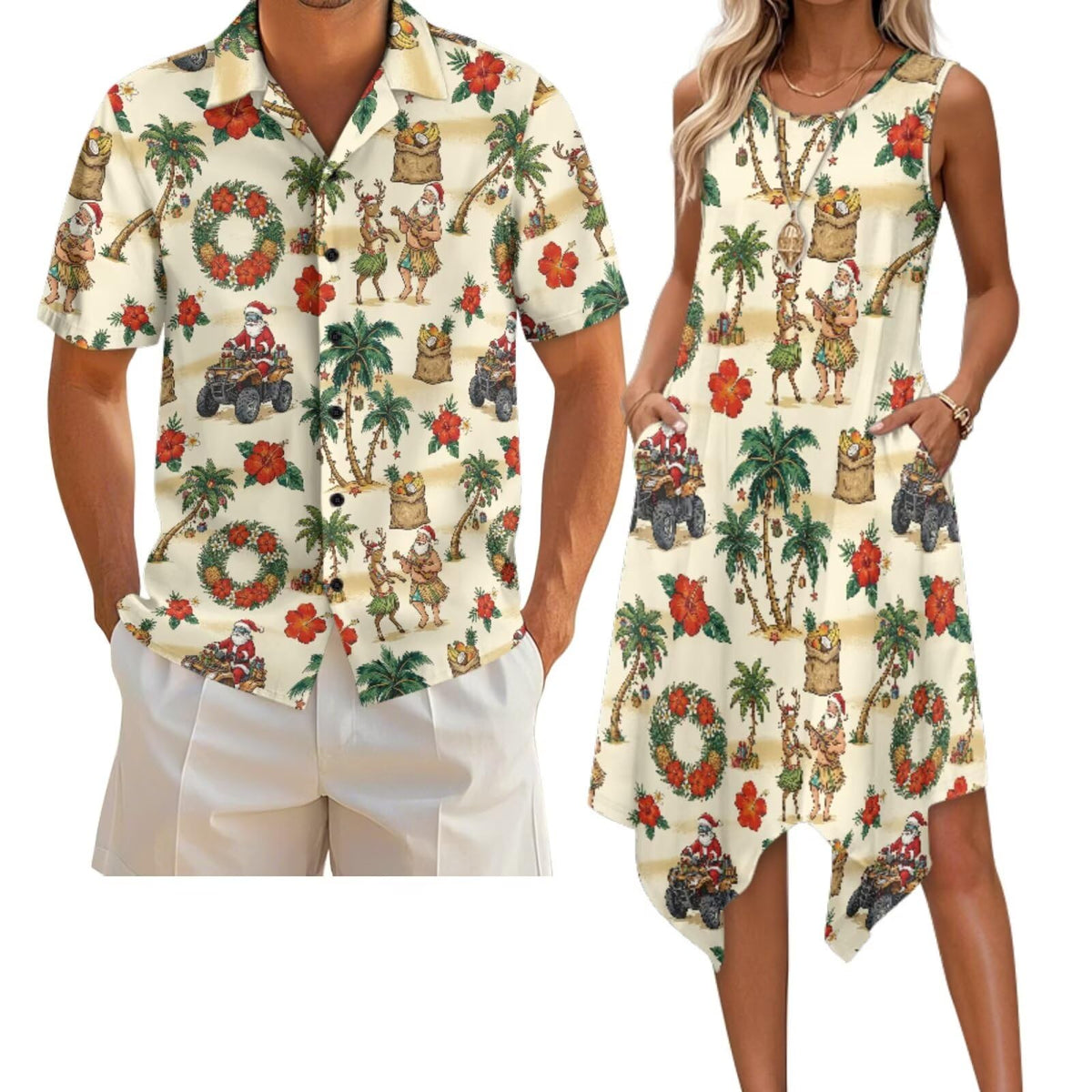 Belidome Couples Matching Outfits Husband and Wife Clothes Sleeveless Dress Button Down Short Sleeve Shirts