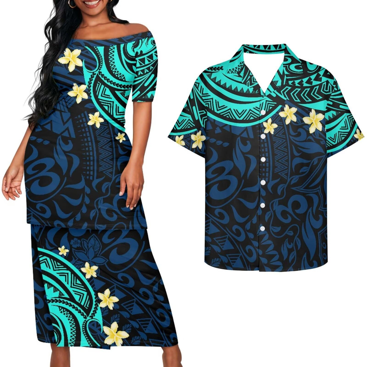 Samoa Couple Outfit Puletasi Samoa Dress Polynesian Shirts for Men Puletasi Samoan Traditional Dress Hawaiian