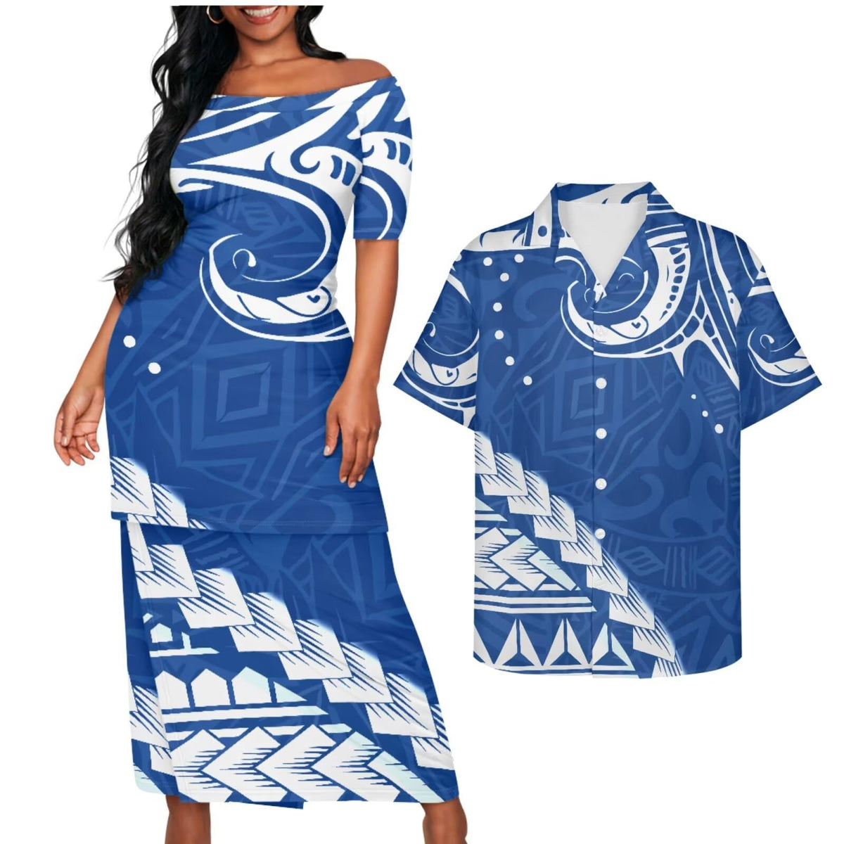 Samoa Couple Outfit Puletasi Samoa Dress Polynesian Shirts for Men Puletasi Samoan Traditional Dress Hawaiian
