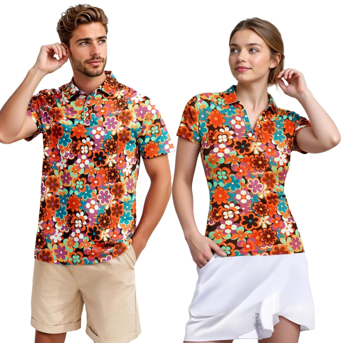 Matching Golf Shirts for Couples Funny Golf Polo Shirts for Men Women Crazy Fun Polo Shirts Couples Matching Outfits