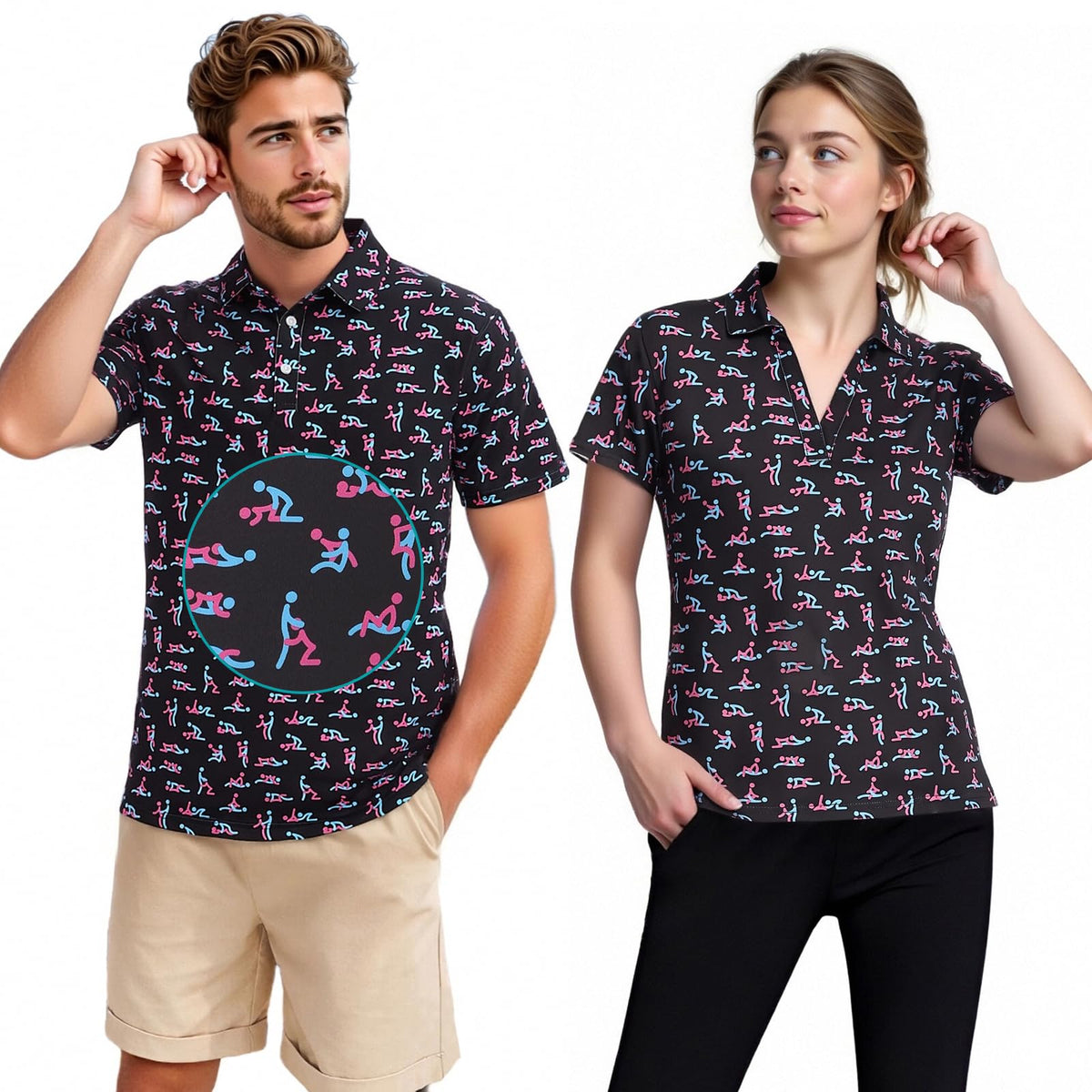 Matching Golf Shirts for Couples Funny Golf Polo Shirts for Men Women Crazy Fun Polo Shirts Couples Matching Outfits