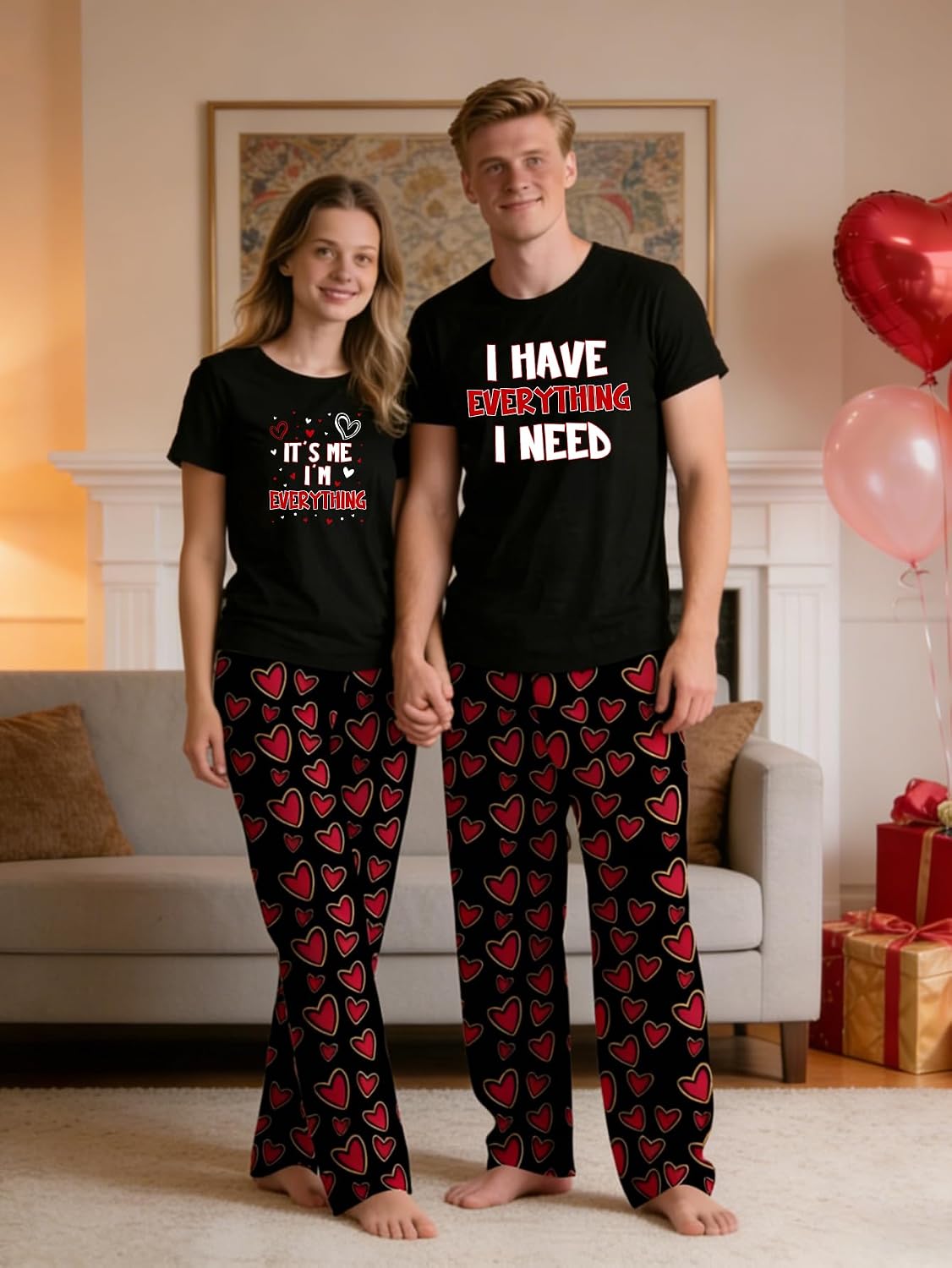 MI X TEE Matching Pajamas for Couples, His and Hers Sleepwear Sets