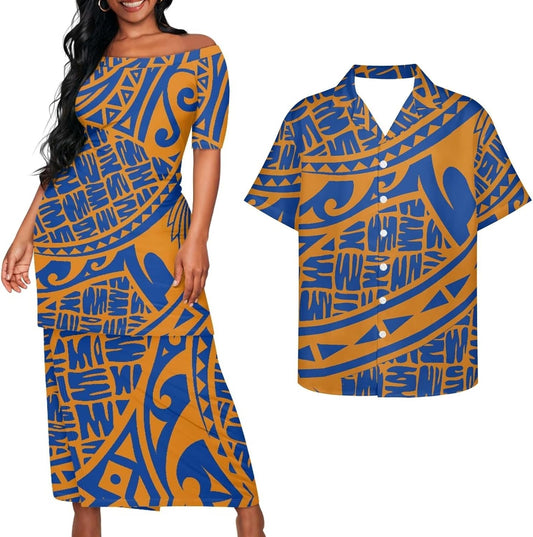 Samoa Couple Outfit Puletasi Samoa Dress Polynesian Shirts for Men Puletasi Samoan Traditional Dress Hawaiian