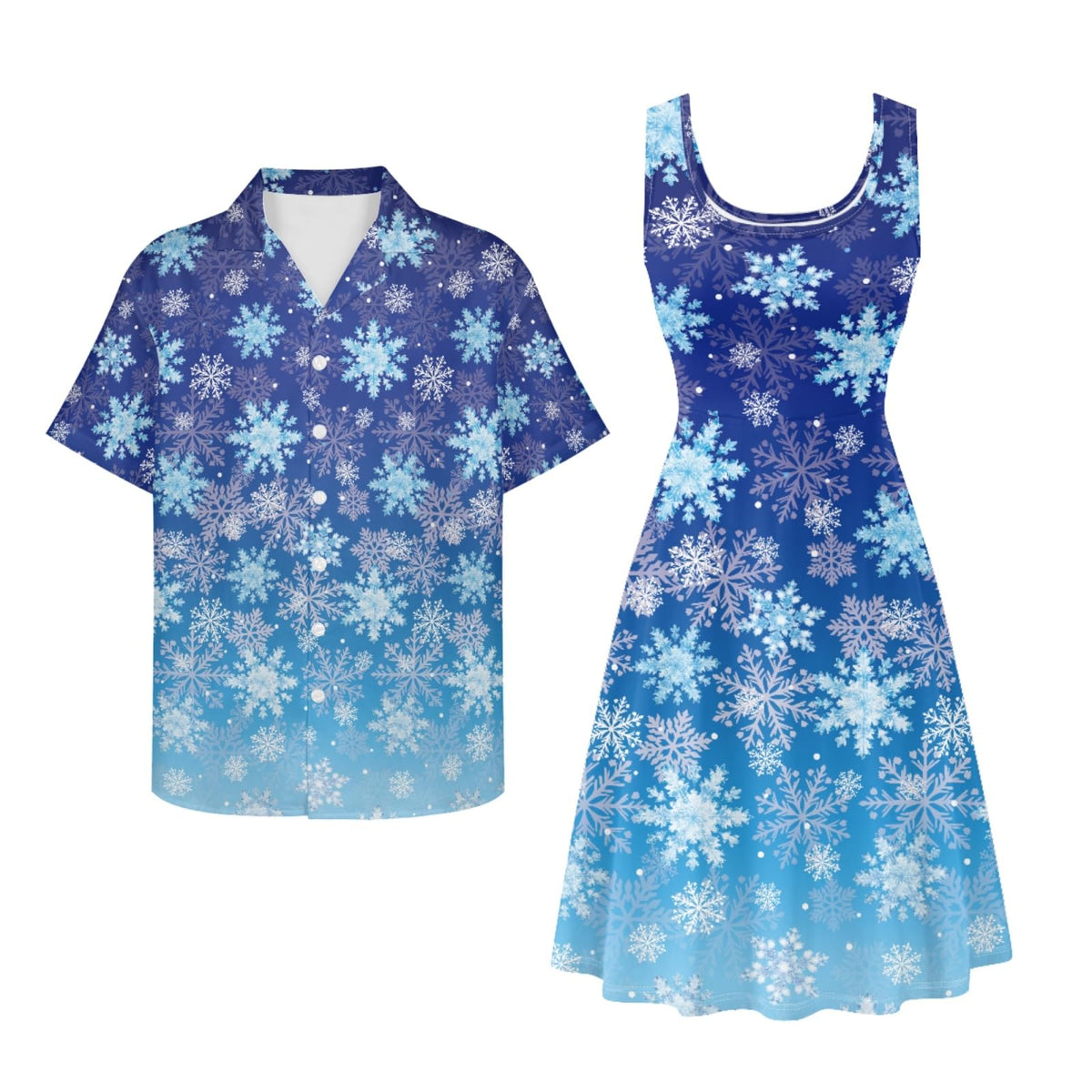Dreaweet Summer Dresses for Women A-Line Sleeveless Flowy Sun Dresses,Men's Casual Button-Down Shirts,Couple Matching Outfits