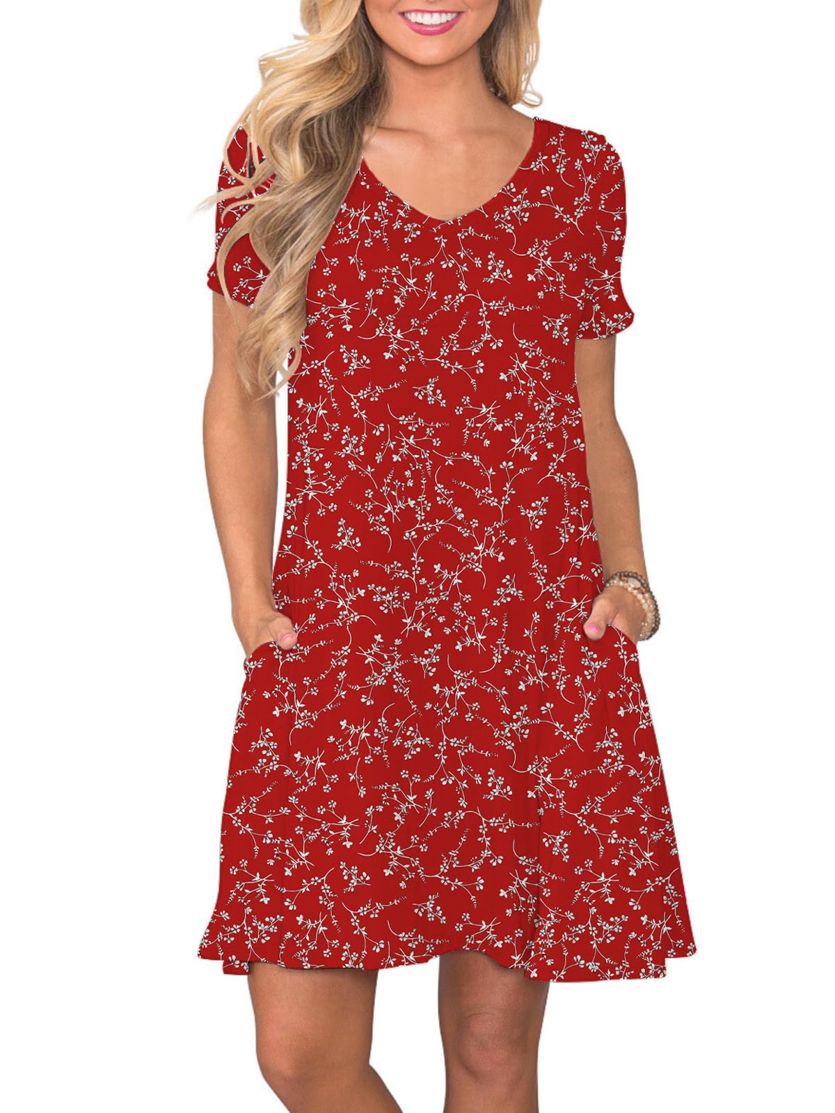 lionstill Women's Casual T Shirt Dress Summer Short Sleeve Swing Dresses with Pockets