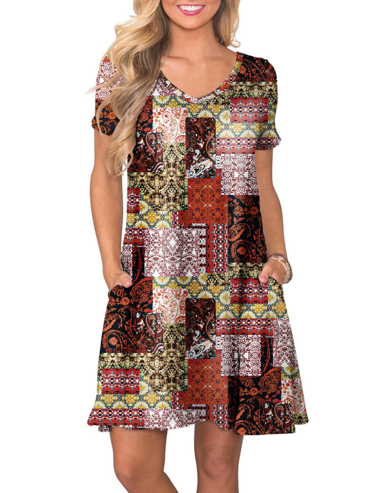 lionstill Women's Casual T Shirt Dress Summer Short Sleeve Swing Dresses with Pockets