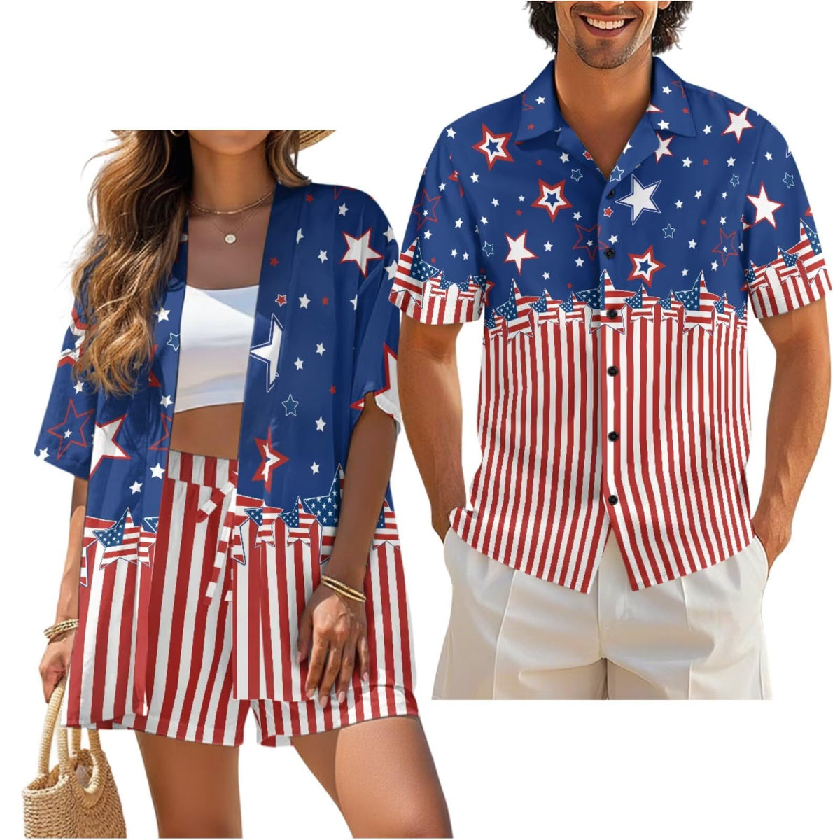 Matching Hawaiian Outfits for Couples Beach Sets Women 2 Piece Outfits Vacation Sets Men Shirt for Luau Party
