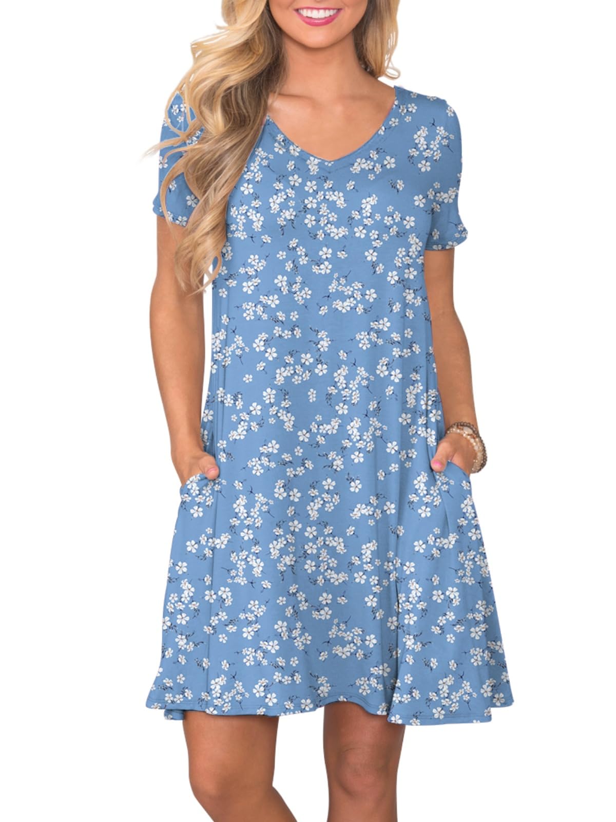 lionstill Women's Casual T Shirt Dress Summer Short Sleeve Swing Dresses with Pockets
