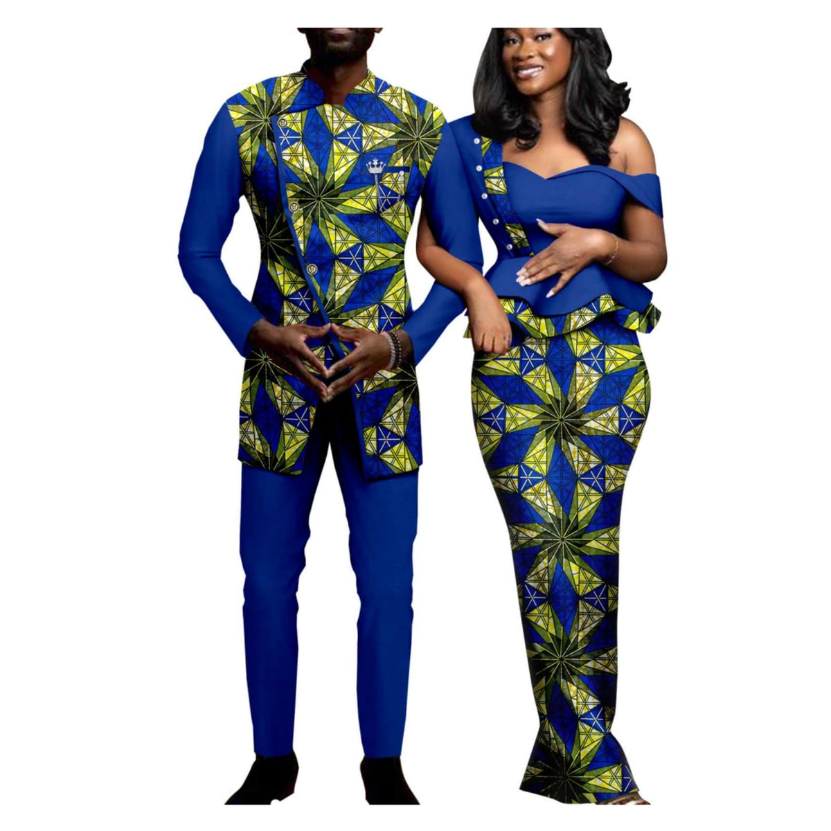 African Print Dresses for Women Matching Couple Outfits Men Clothes Jacket and Pant Sets Party Wear