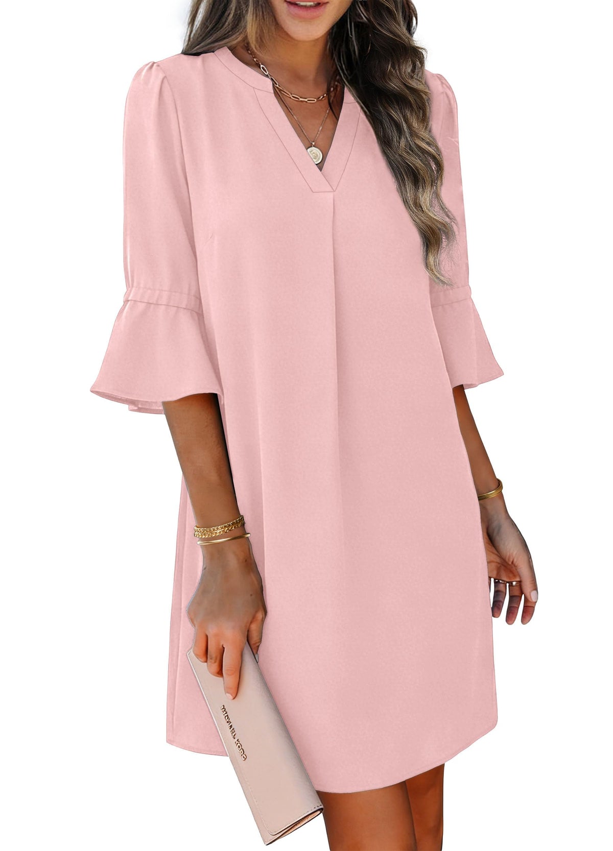 RUMIA Shift Dress for Women Ruffle Sleeve Loose Casual Dress