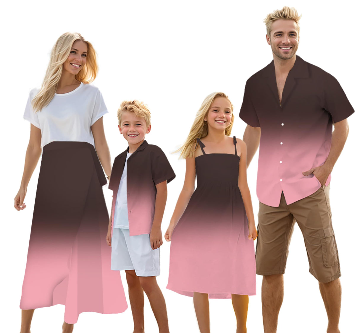 Cromoncent Matching Hawaiian Outfits for Family, Dad and Son Matching Luau Beach Tropical Shirts Mommy Daughter Tropical Sets