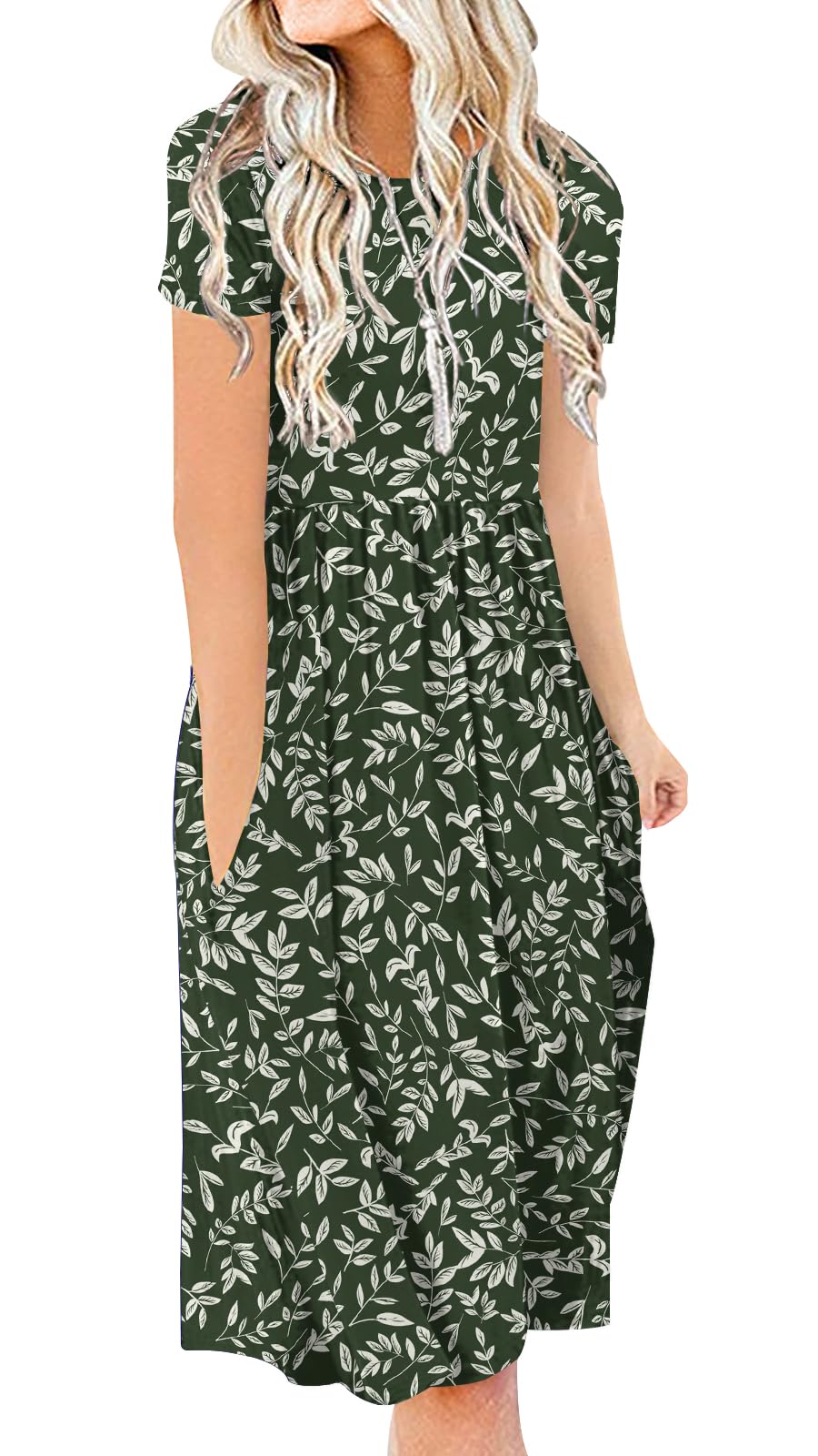 DB MOON Women Summer Casual Short Sleeve Dresses Empire Waist Dress