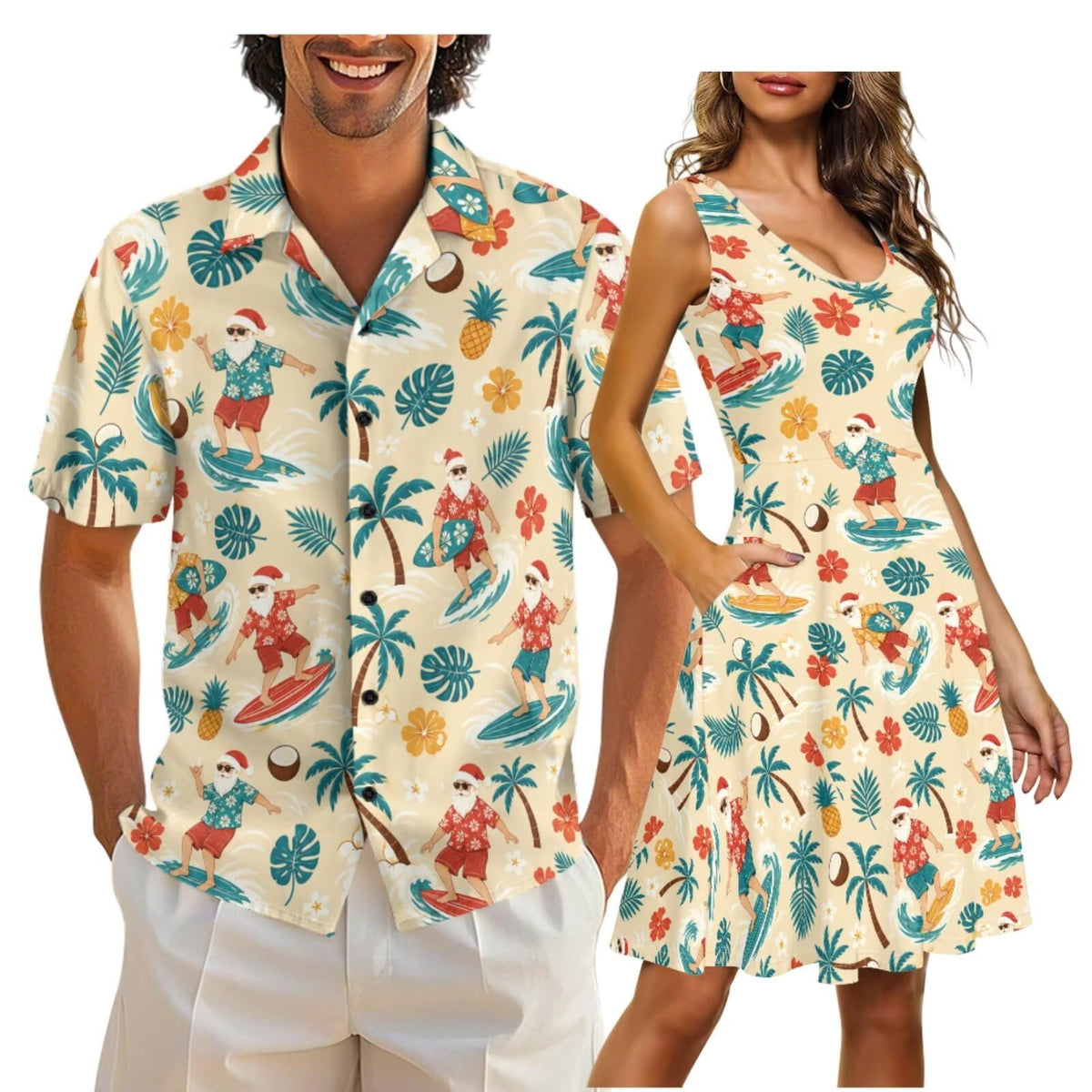Cozeyat Independence Day Matching Outfits for Couples Mens Short Sleeve Button Down Shirts Womens Sleeveless Dress