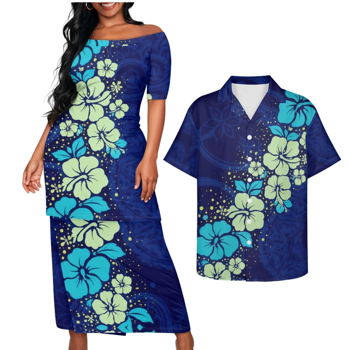 Samoa Couple Outfit Puletasi Samoa Dress Polynesian Shirts for Men Puletasi Samoan Traditional Dress Hawaiian