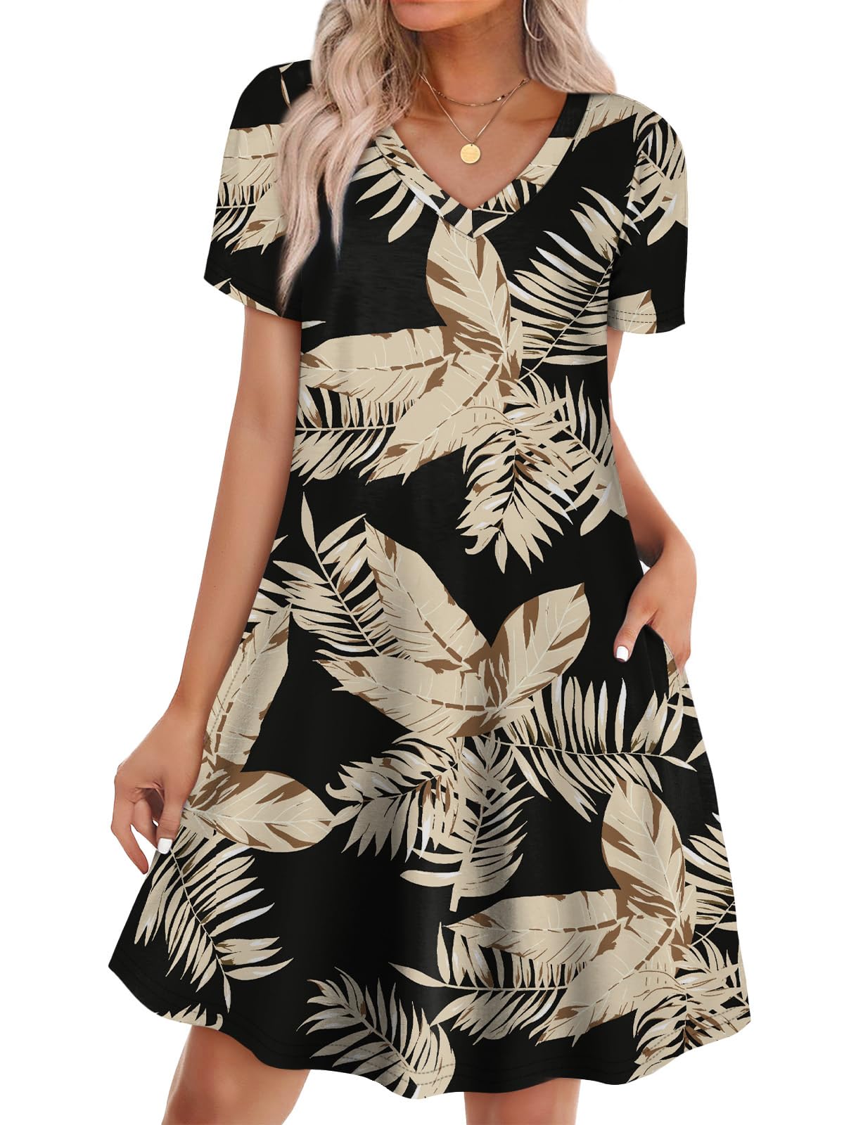 WIHOLL Boho Summer Dresses for Women Casual Loose T Shirt Dress with Pockets Beach Vacation Outfits S-4XL