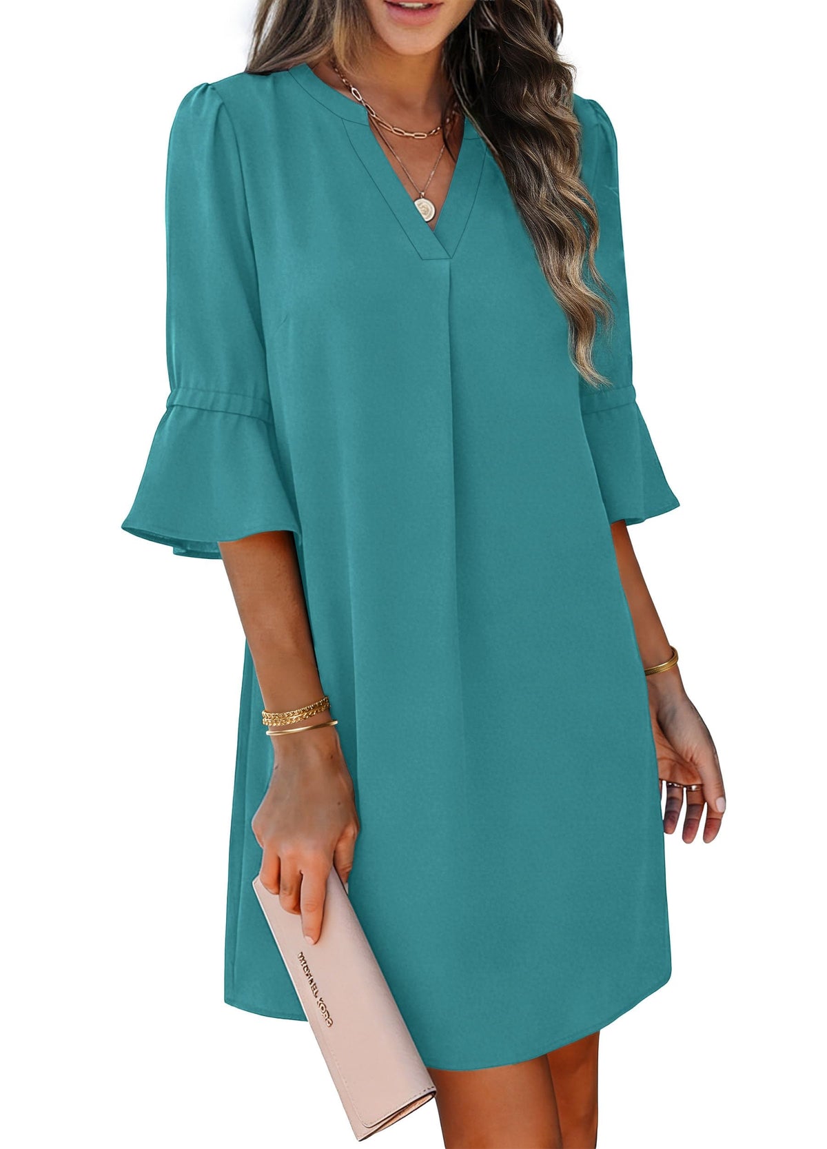 RUMIA Shift Dress for Women Ruffle Sleeve Loose Casual Dress
