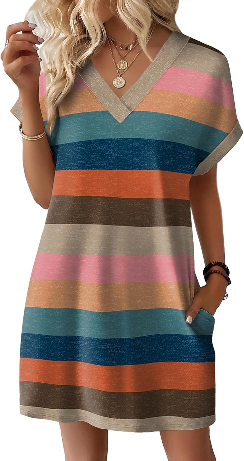 WIHOLL Summer Dresses for Women Casual Tshirt Dress Midi Dresses Fashion Beach Vacation Clothes