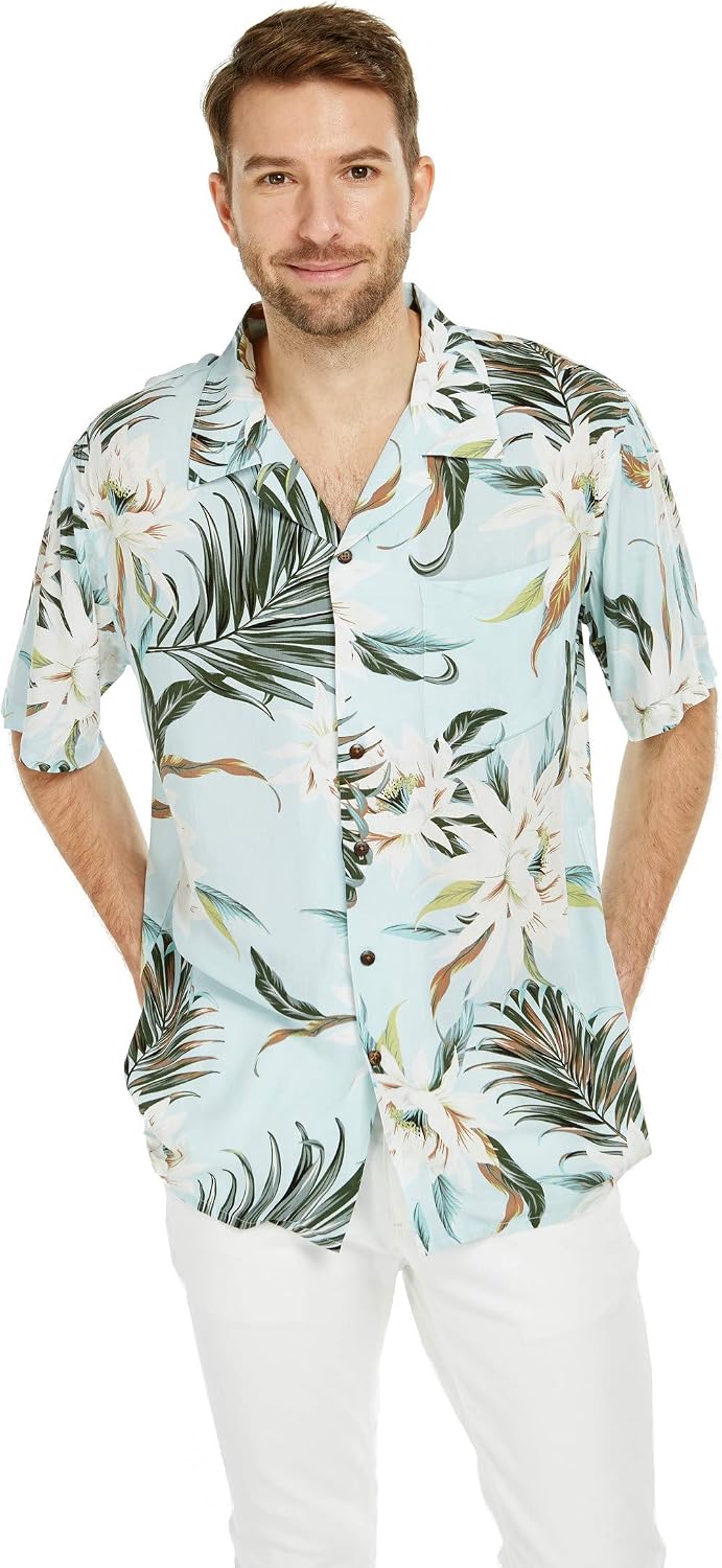 Matchable Couple Hawaiian Shirt or Pants Signature Prints Wispy Cereus