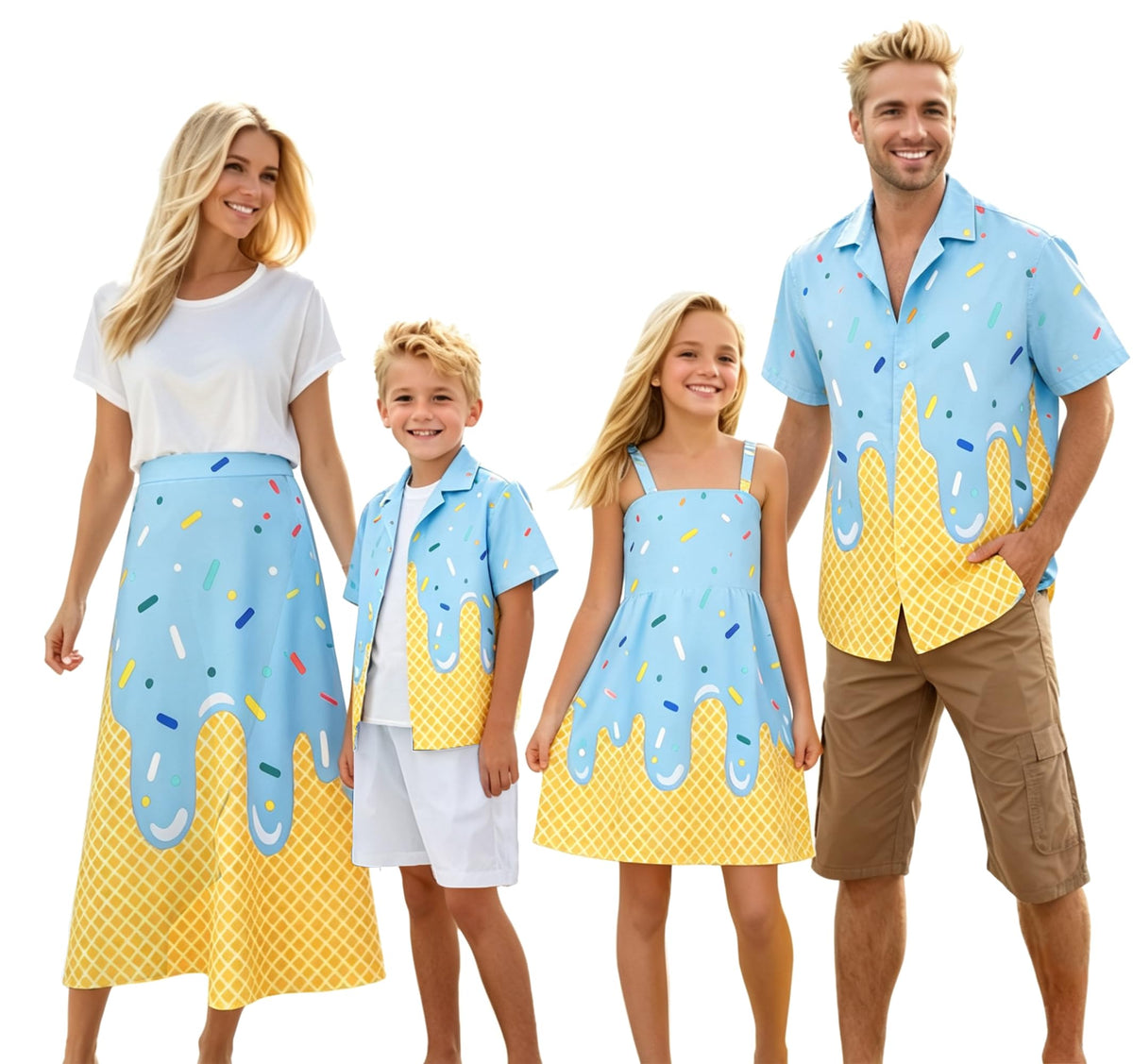 Cromoncent Matching Hawaiian Outfits for Family, Dad and Son Matching Luau Beach Tropical Shirts Mommy Daughter Tropical Sets
