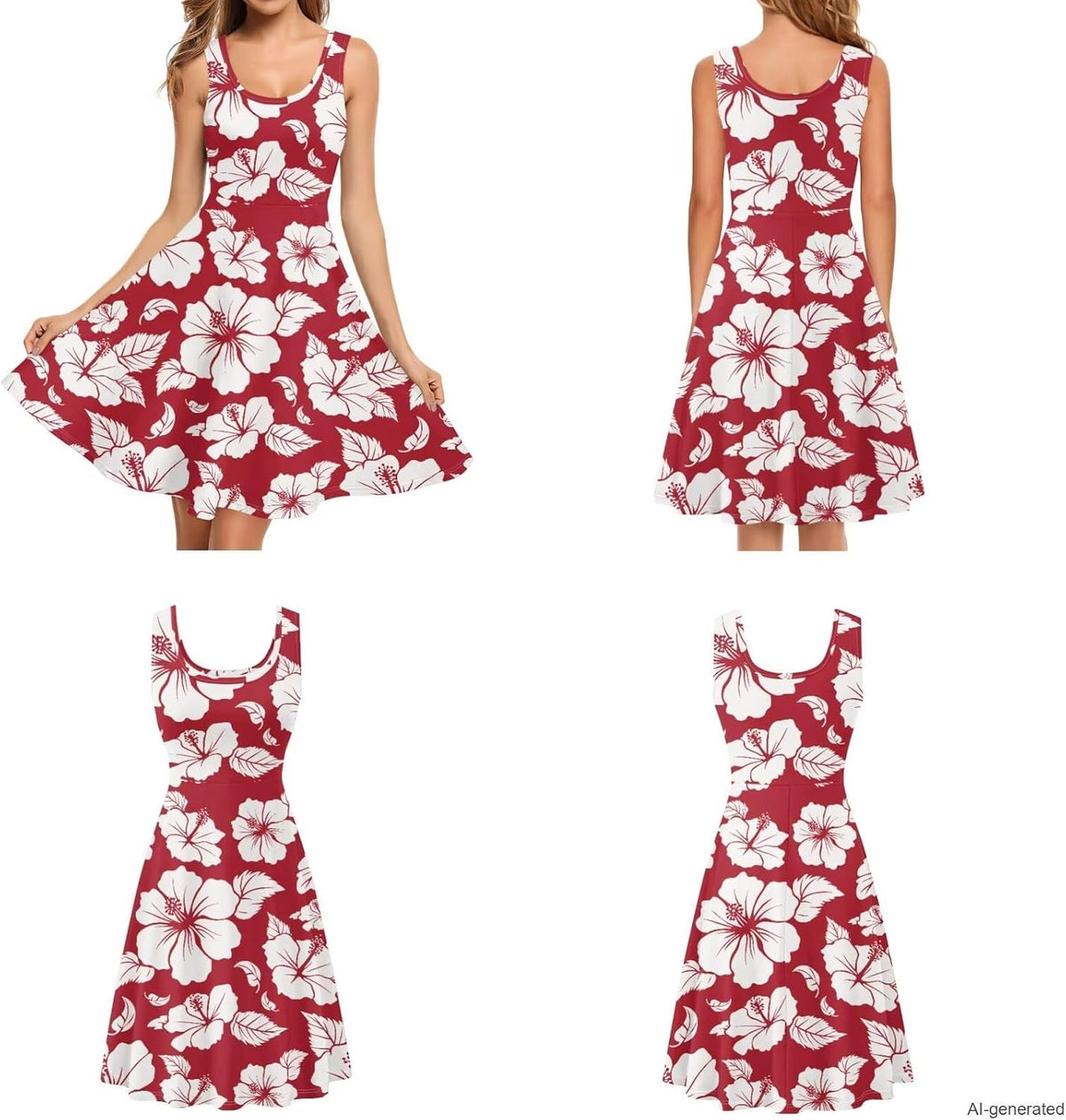 Gomyblomy Matching Hawaiian Outfits for Couples Vacation Tropical Floral Women Dress Mens Shirts His and Hers Clothing