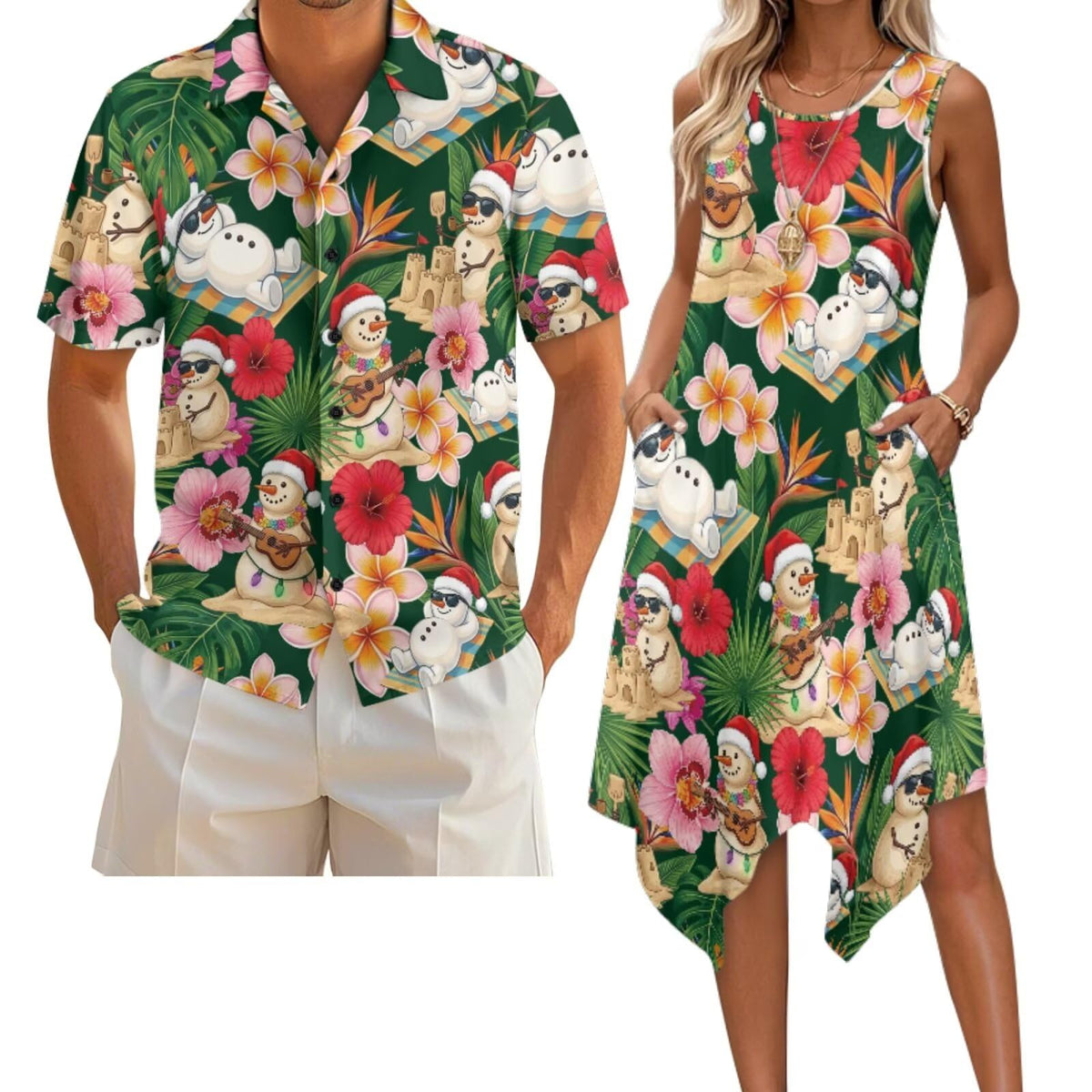 Belidome Couples Matching Outfits Husband and Wife Clothes Sleeveless Dress Button Down Short Sleeve Shirts