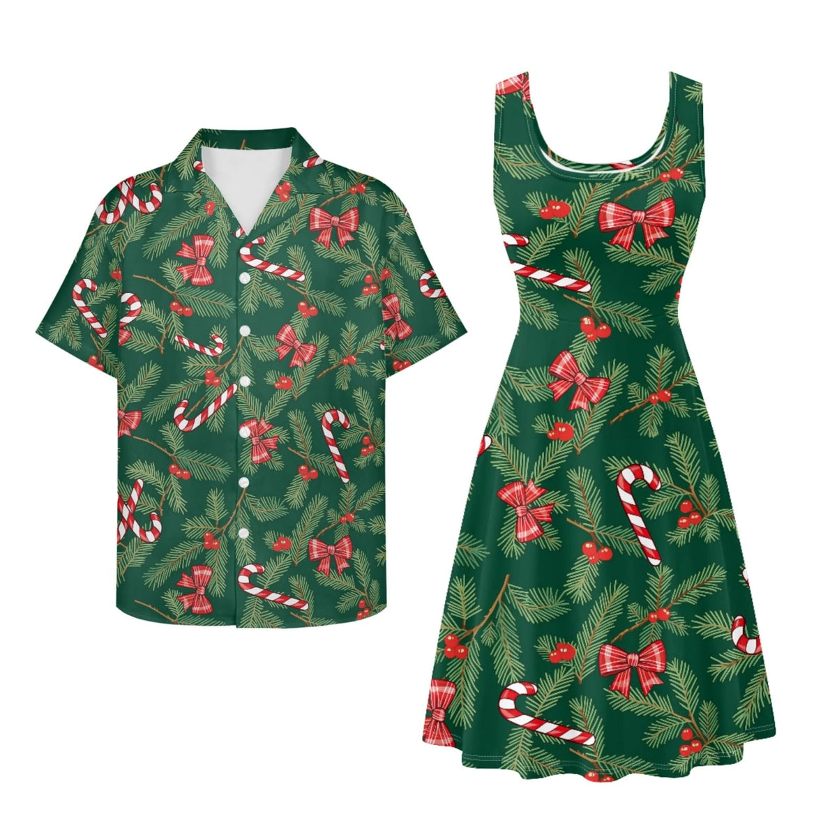 Dreaweet Summer Dresses for Women A-Line Sleeveless Flowy Sun Dresses,Men's Casual Button-Down Shirts,Couple Matching Outfits