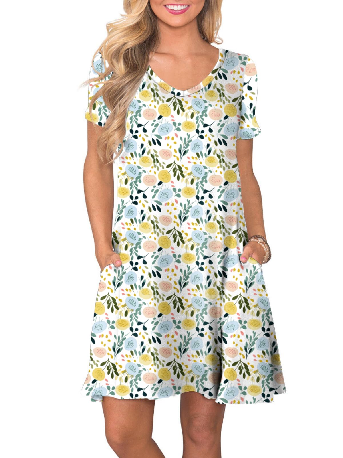 lionstill Women's Casual T Shirt Dress Summer Short Sleeve Swing Dresses with Pockets