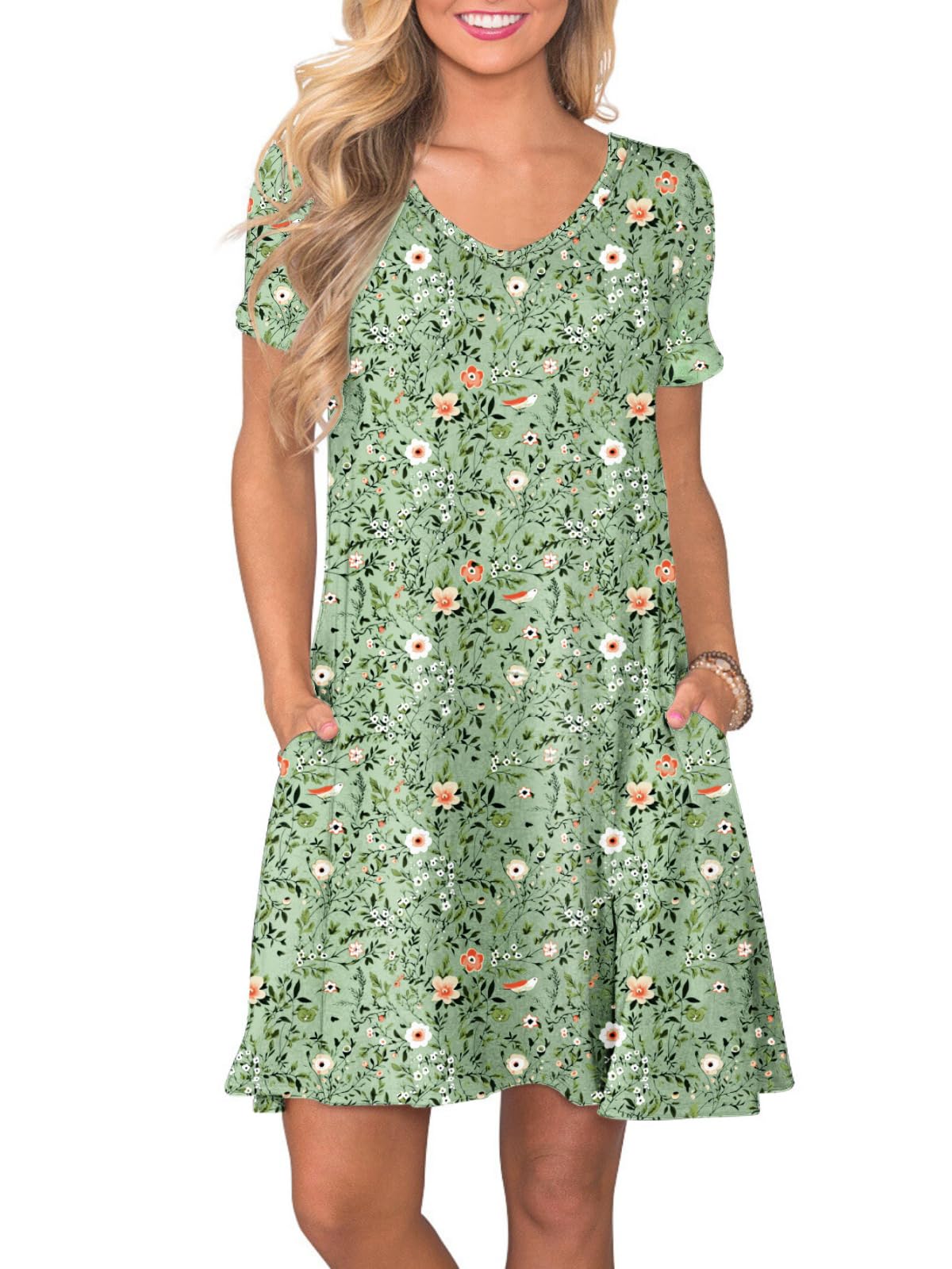 lionstill Women's Casual T Shirt Dress Summer Short Sleeve Swing Dresses with Pockets