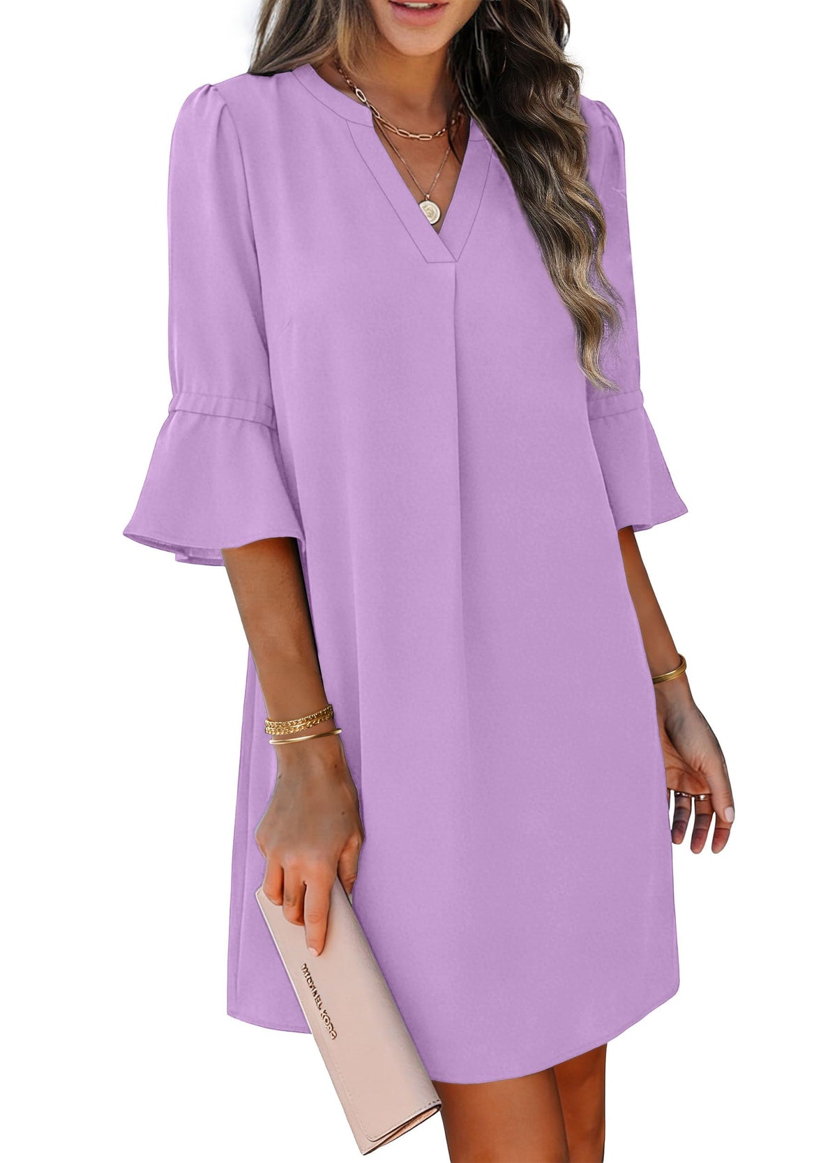 RUMIA Shift Dress for Women Ruffle Sleeve Loose Casual Dress