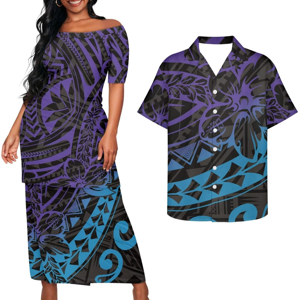 Samoa Couple Outfit Puletasi Samoa Dress Polynesian Shirts for Men Puletasi Samoan Traditional Dress Hawaiian