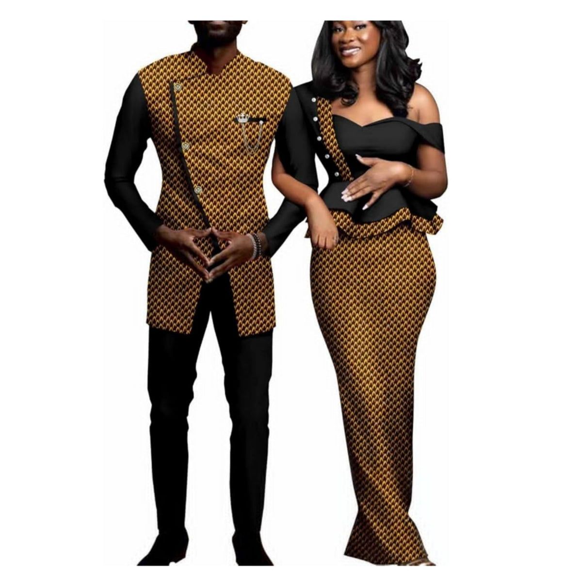 African Print Dresses for Women Matching Couple Outfits Men Clothes Jacket and Pant Sets Party Wear