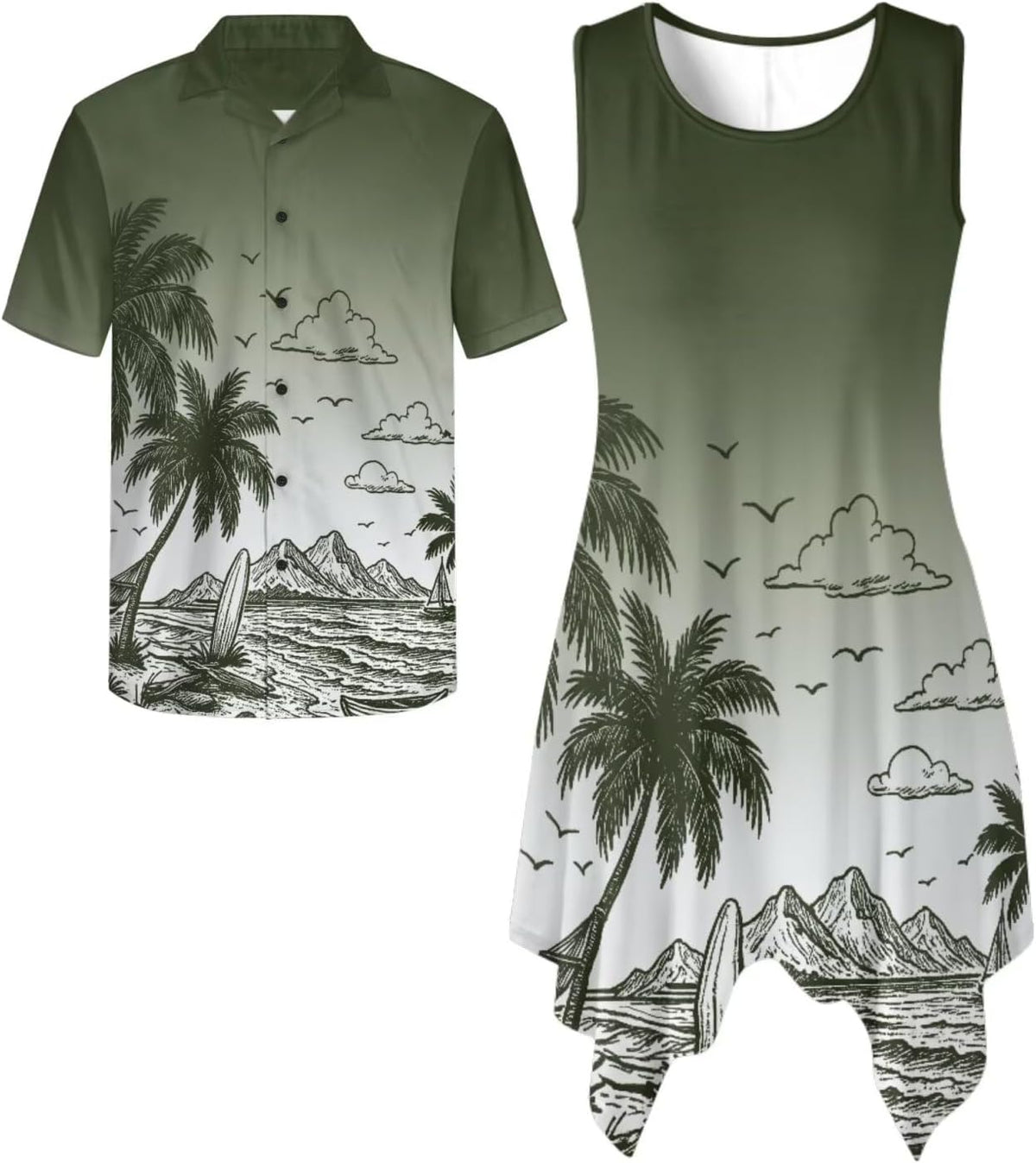 Belidome Couples Matching Outfits Husband and Wife Clothes Sleeveless Dress Button Down Short Sleeve Shirts