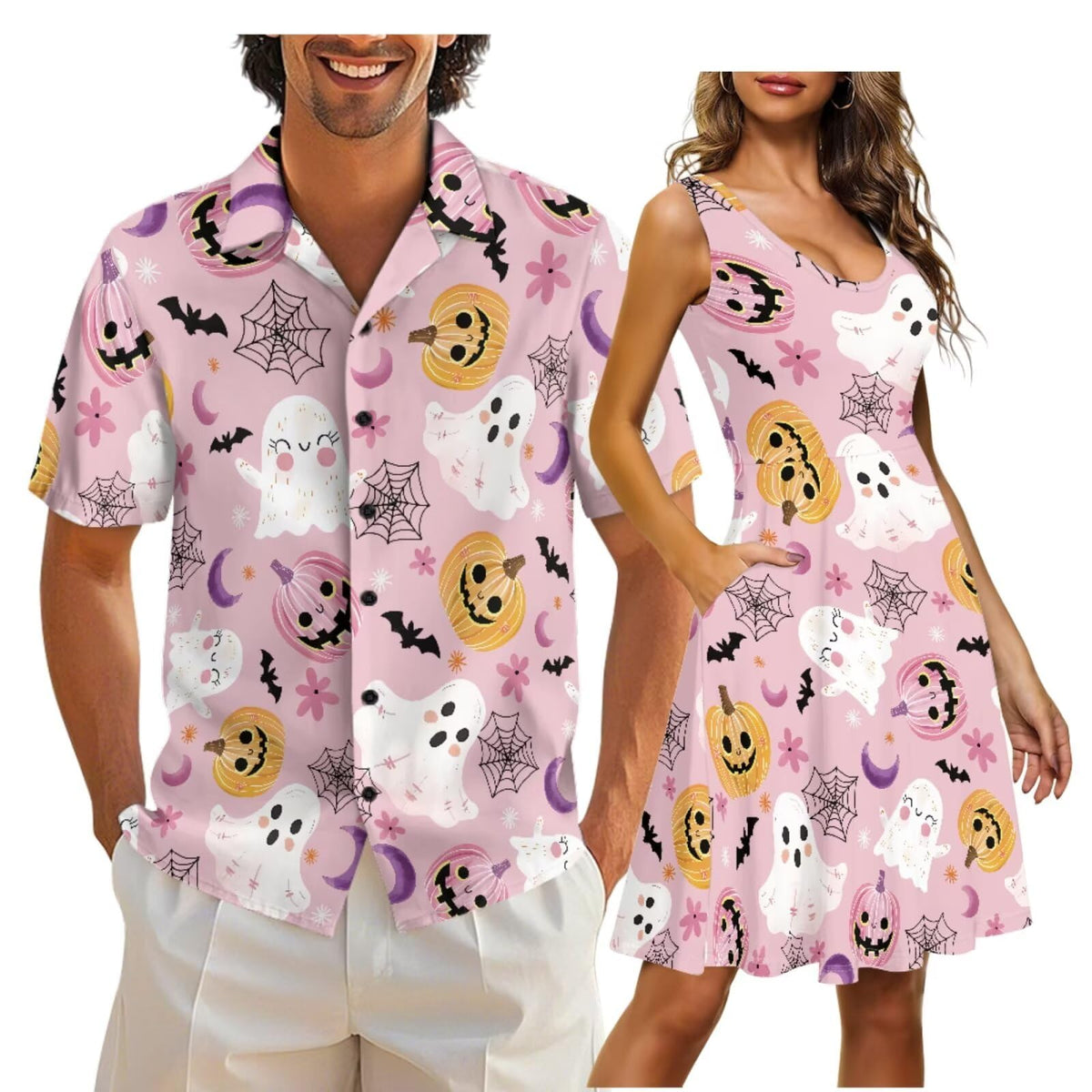 Cozeyat Independence Day Matching Outfits for Couples Mens Short Sleeve Button Down Shirts Womens Sleeveless Dress
