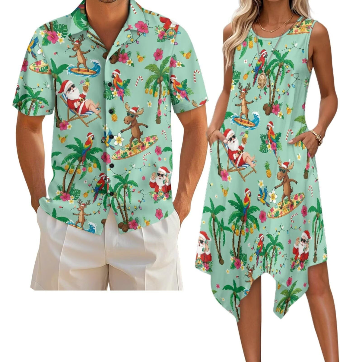 Belidome Couples Matching Outfits Husband and Wife Clothes Sleeveless Dress Button Down Short Sleeve Shirts