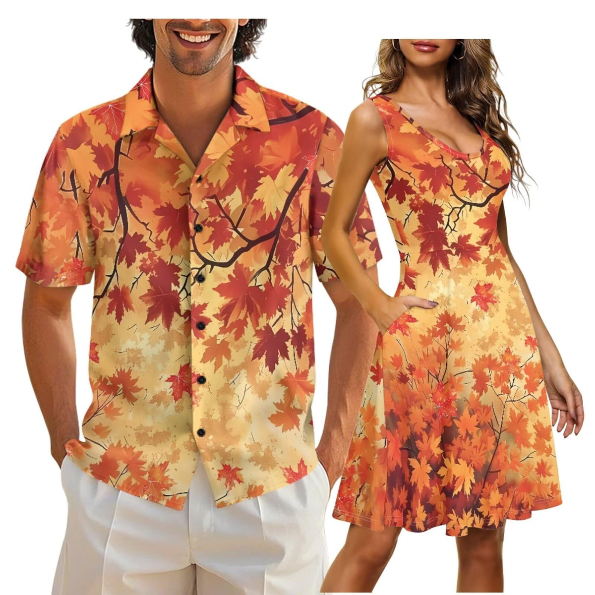 Cozeyat Independence Day Matching Outfits for Couples Mens Short Sleeve Button Down Shirts Womens Sleeveless Dress