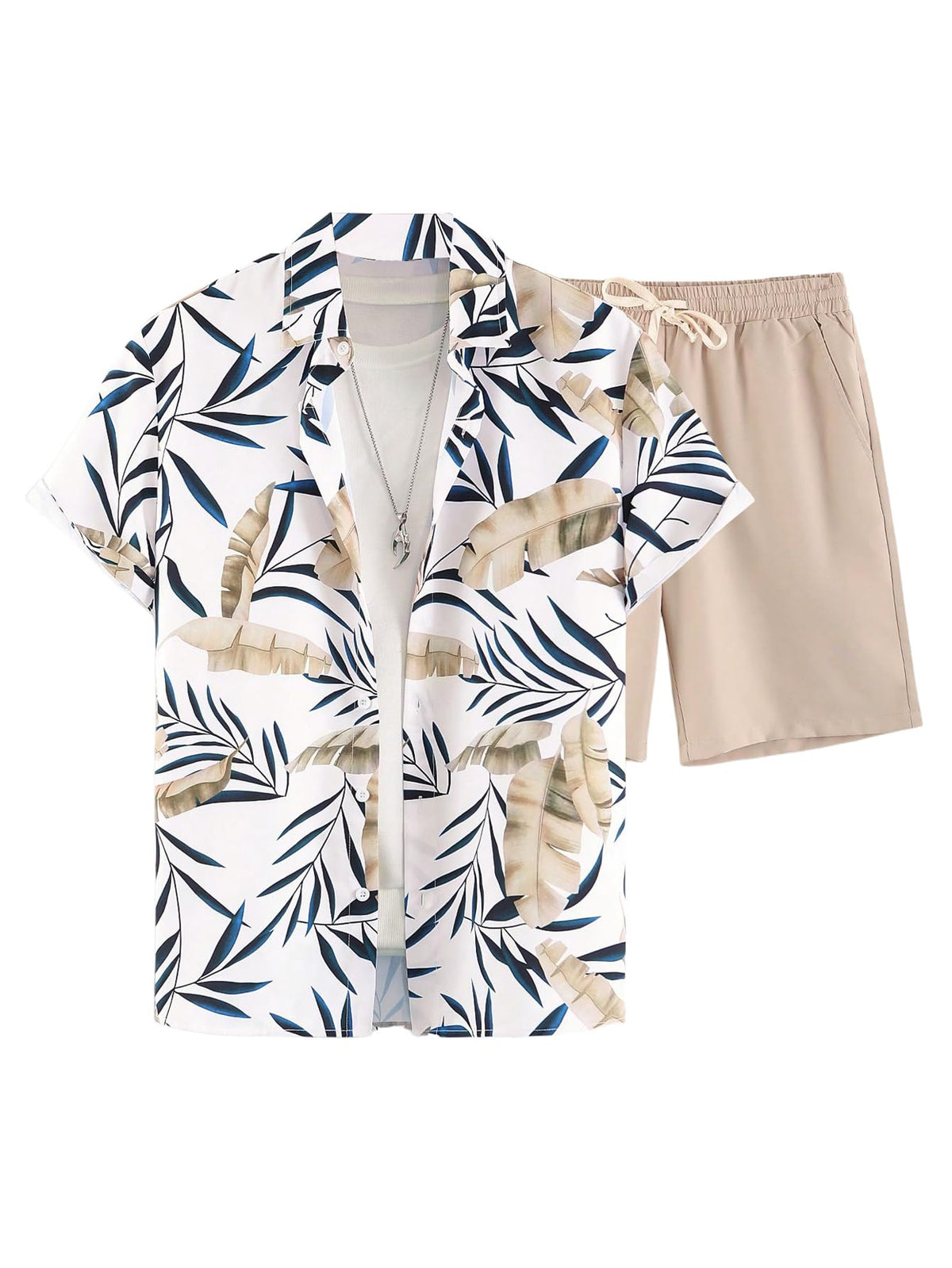 GORGLITTER Men's Beach Cruise Vacation Outfits Floral Shirt and Shorts Sets
