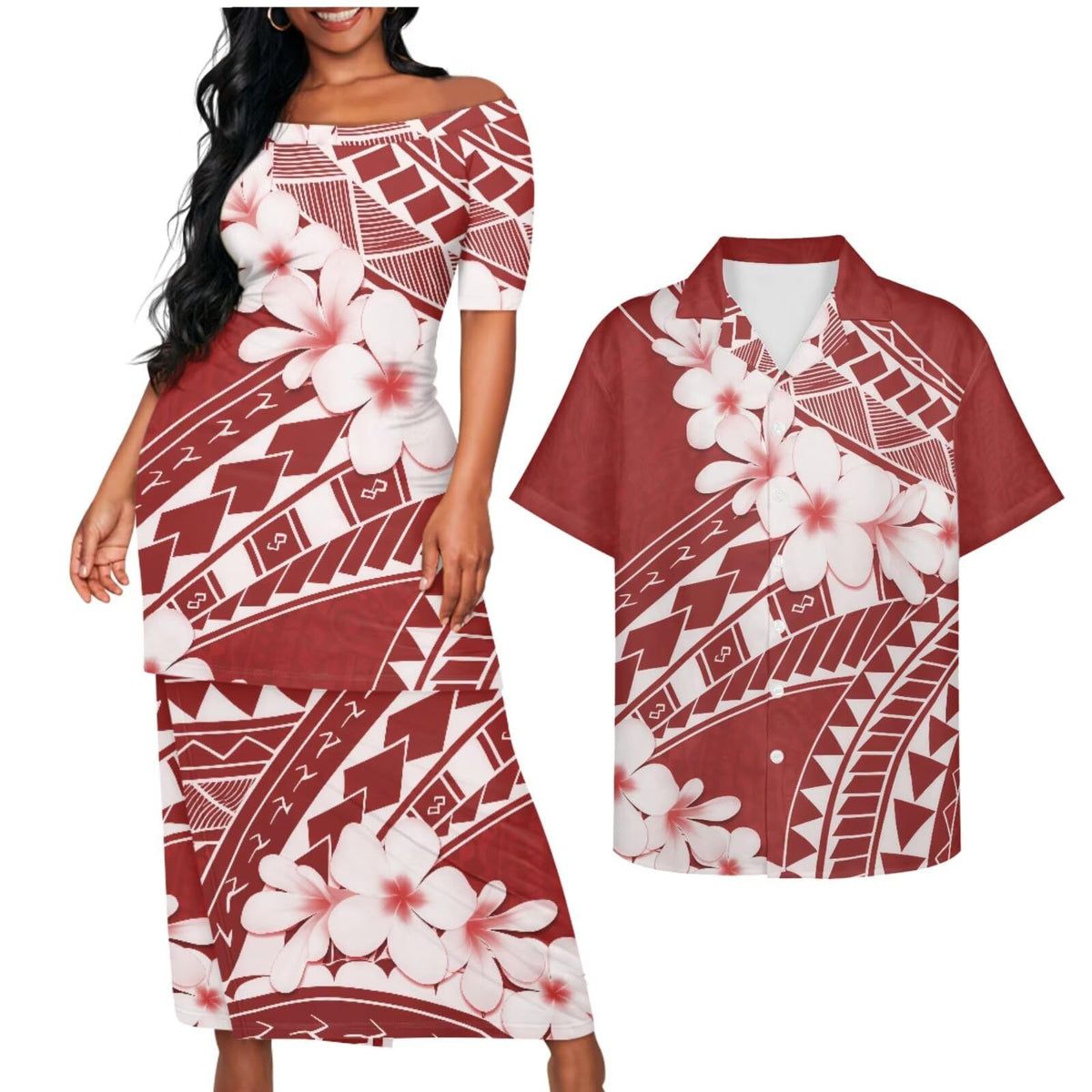 Samoa Couple Outfit Puletasi Samoa Dress Polynesian Shirts for Men Puletasi Samoan Traditional Dress Hawaiian