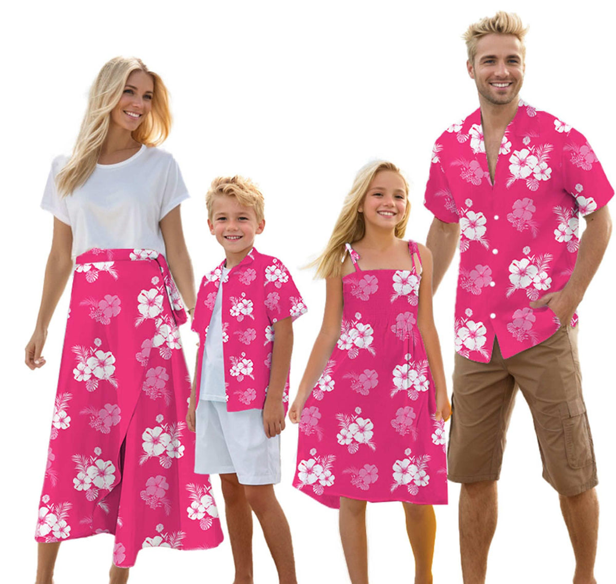 Cromoncent Matching Hawaiian Outfits for Family, Dad and Son Matching Luau Beach Tropical Shirts Mommy Daughter Tropical Sets