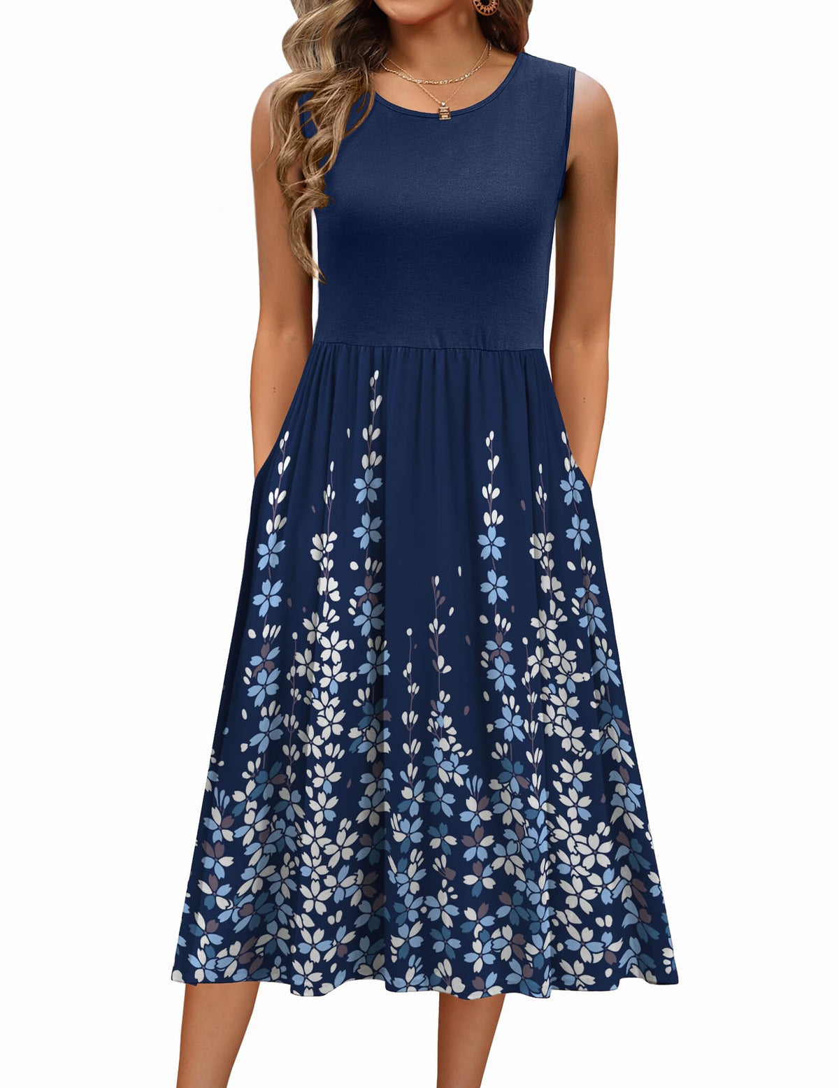 Zeagoo Women's Summer Tank Midi Dress with Pockets Floral Sleeveless A-Line Casual Loose T-Shirt Dresses Beach Sundress 2026