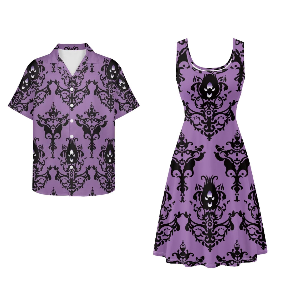 Dreaweet Summer Dresses for Women A-Line Sleeveless Flowy Sun Dresses,Men's Casual Button-Down Shirts,Couple Matching Outfits