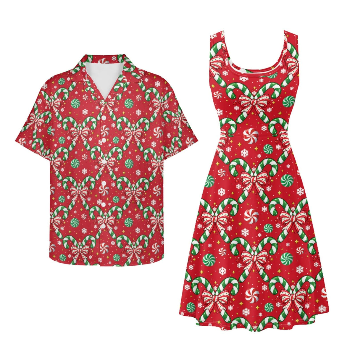 Dreaweet Summer Dresses for Women A-Line Sleeveless Flowy Sun Dresses,Men's Casual Button-Down Shirts,Couple Matching Outfits