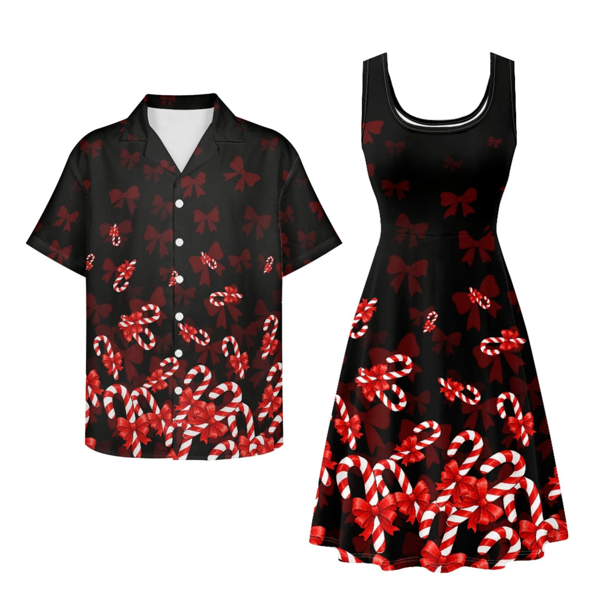 Dreaweet Summer Dresses for Women A-Line Sleeveless Flowy Sun Dresses,Men's Casual Button-Down Shirts,Couple Matching Outfits